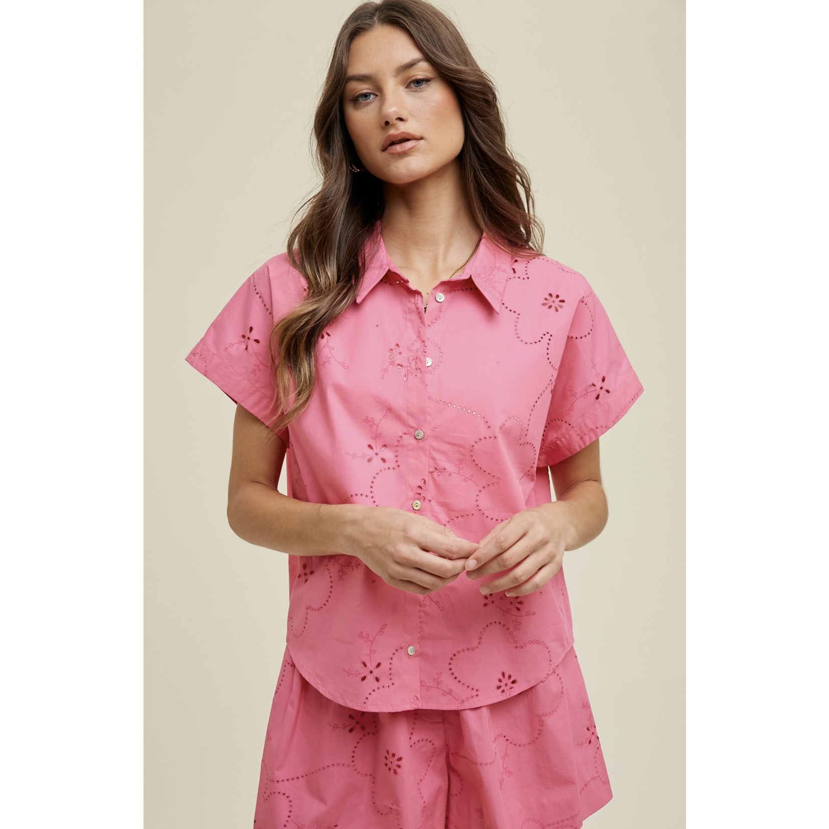 Kelley Eyelet ButtonDown Top