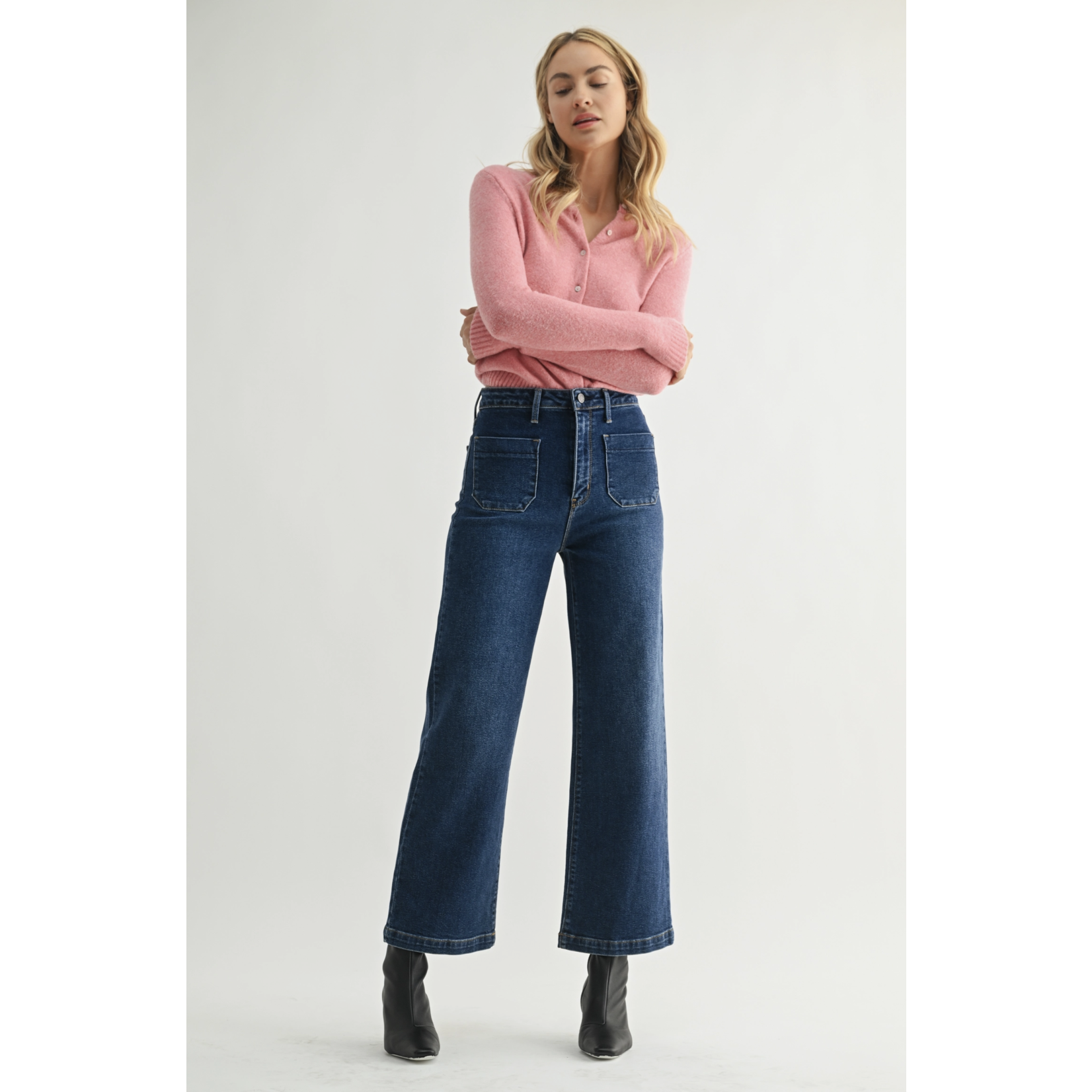 Dark Patch Pocket Wide Leg