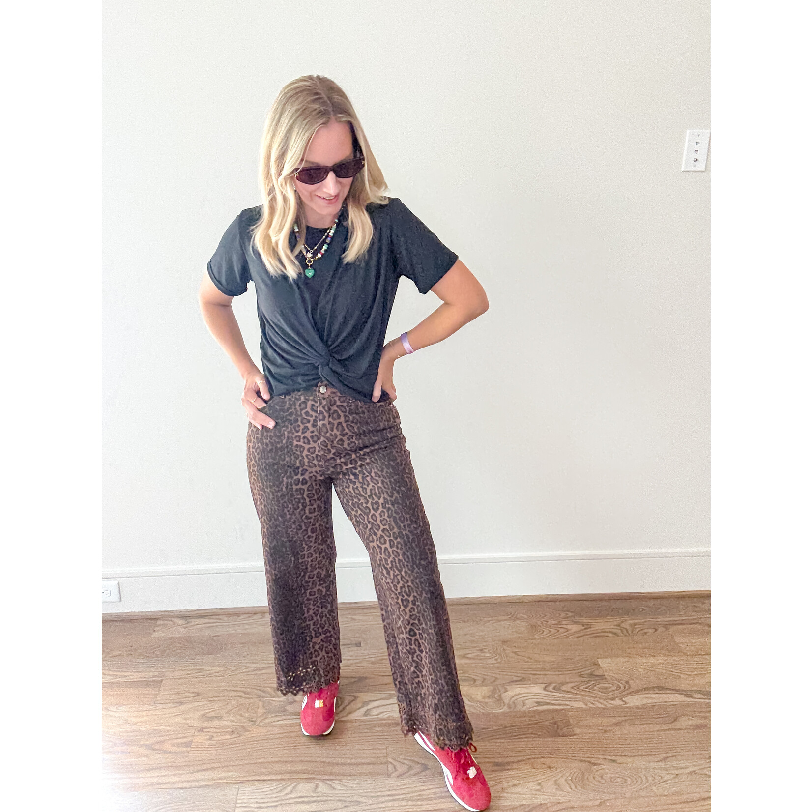 Leopard Embroidered Pants