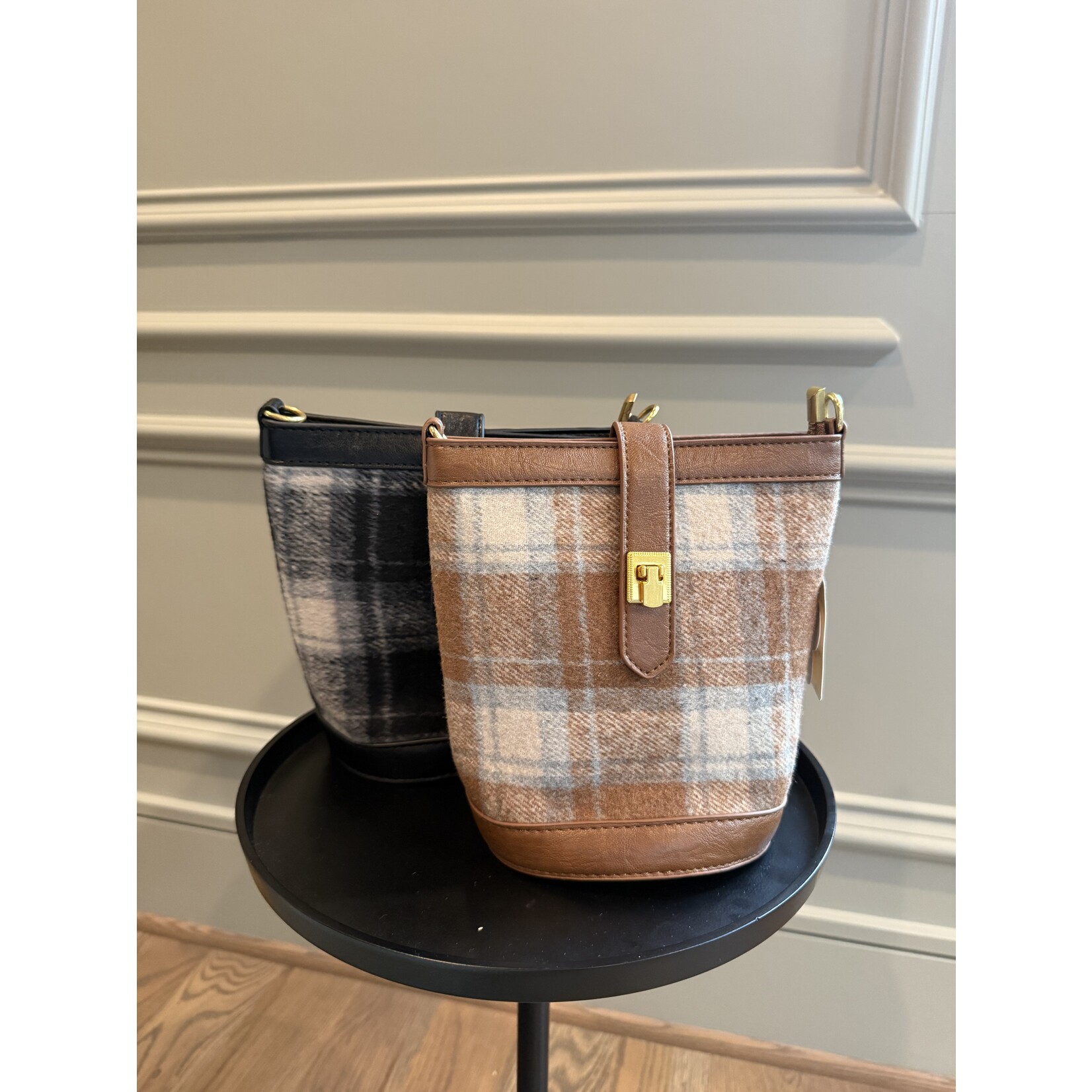 Landen Plaid Bucket Crossbody