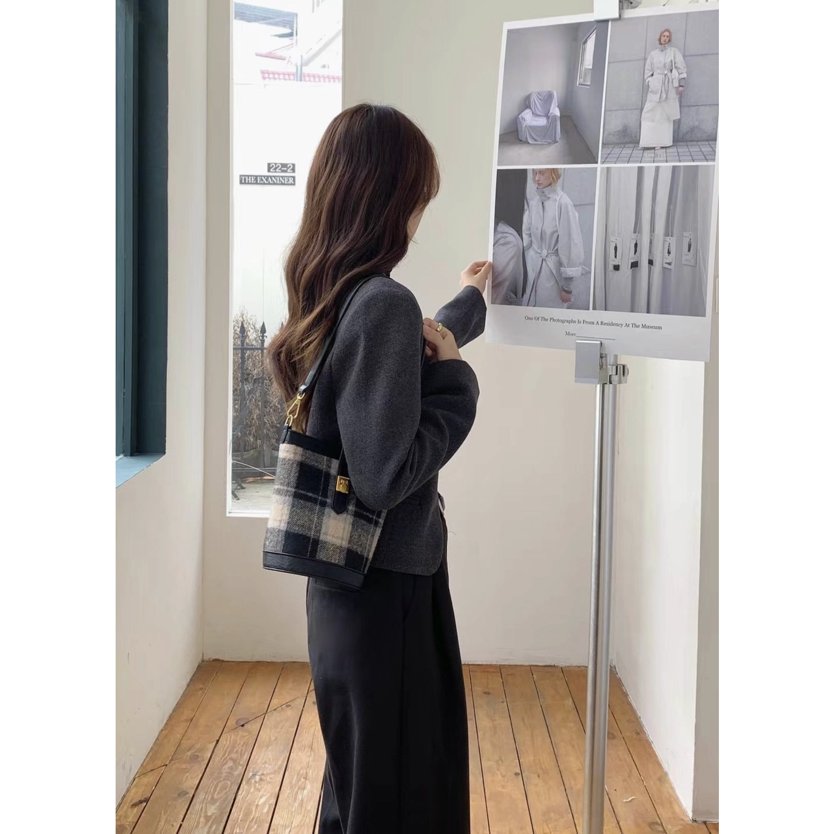 Landen Plaid Bucket Crossbody