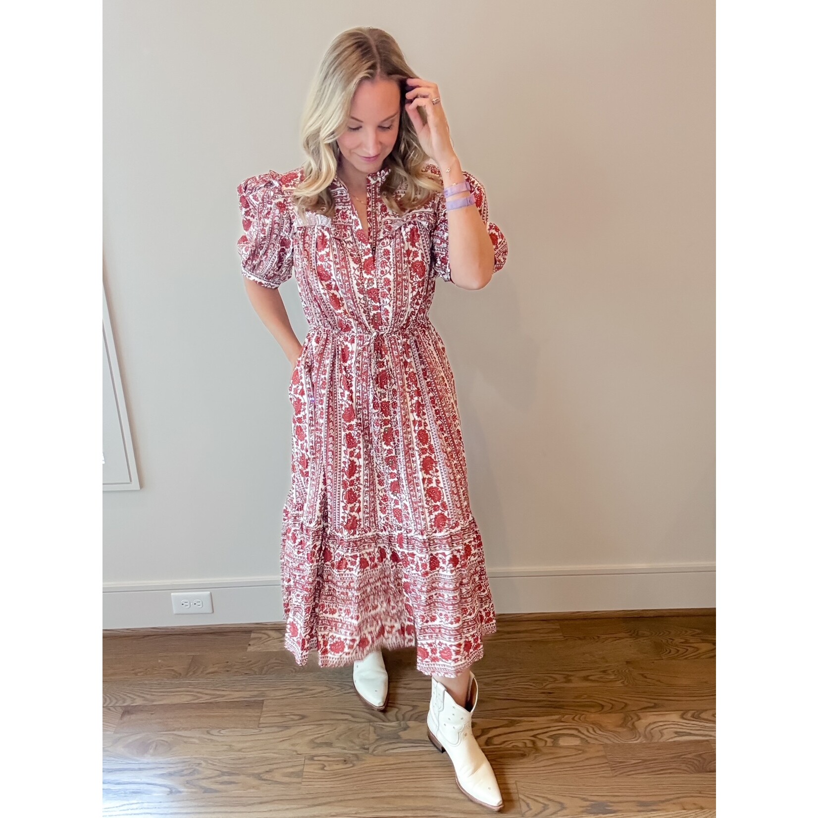 Polly Red Floral Dress