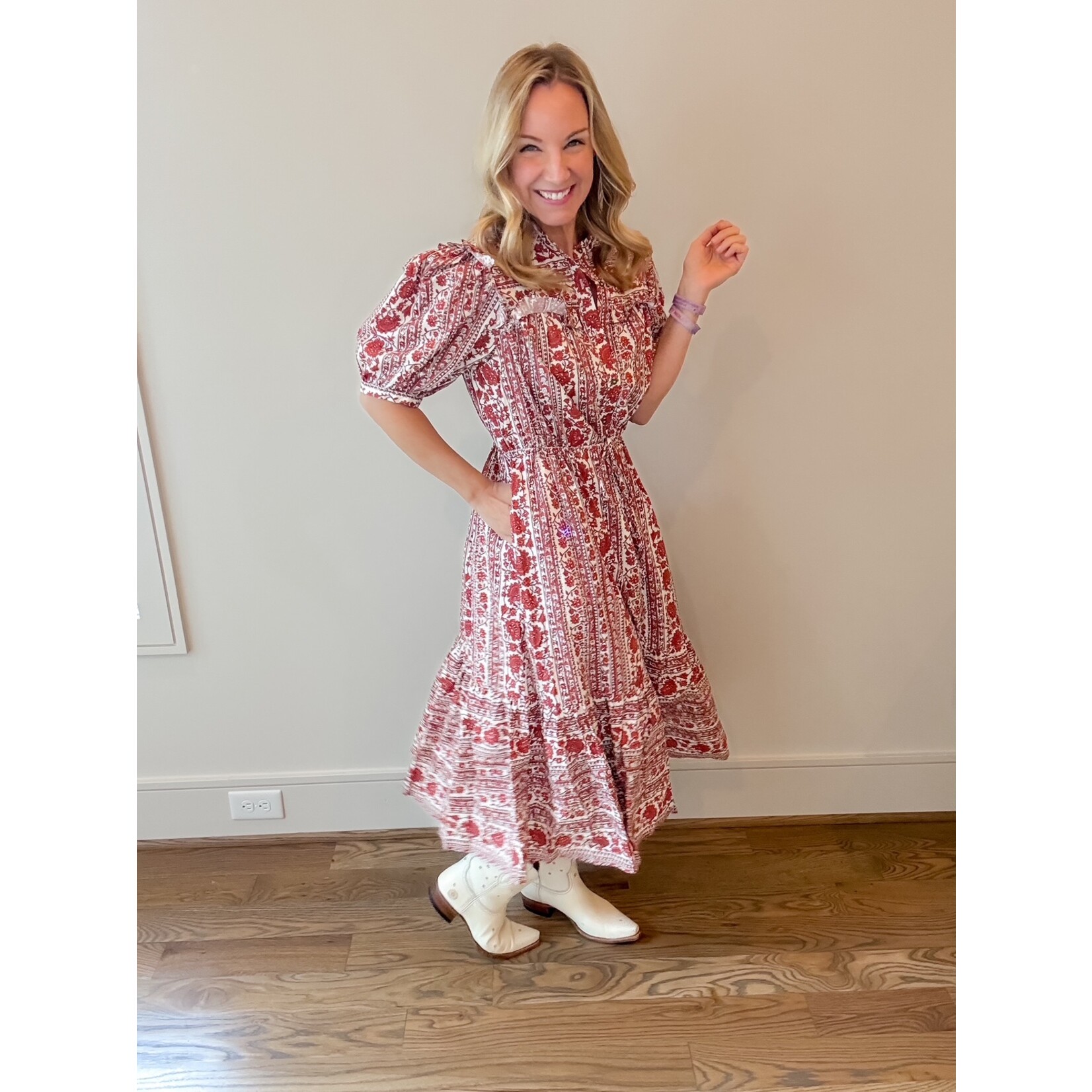 Polly Red Floral Dress