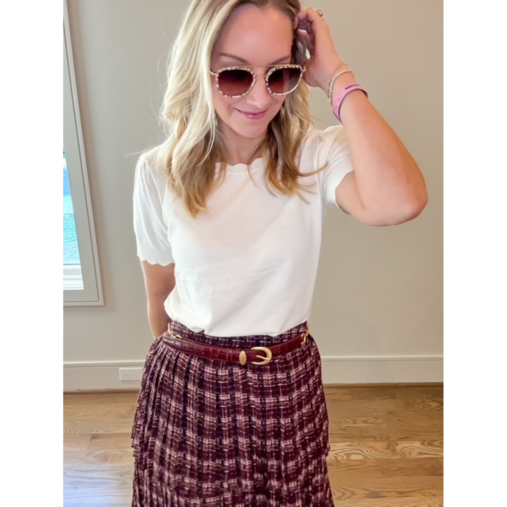 Bella Burgundy Plaid Skirt
