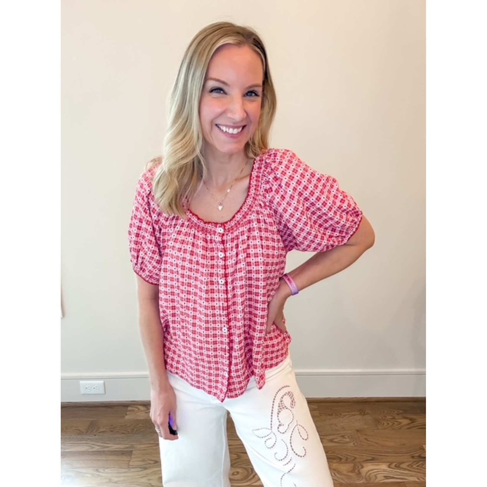 Bella Gingham Heart Top