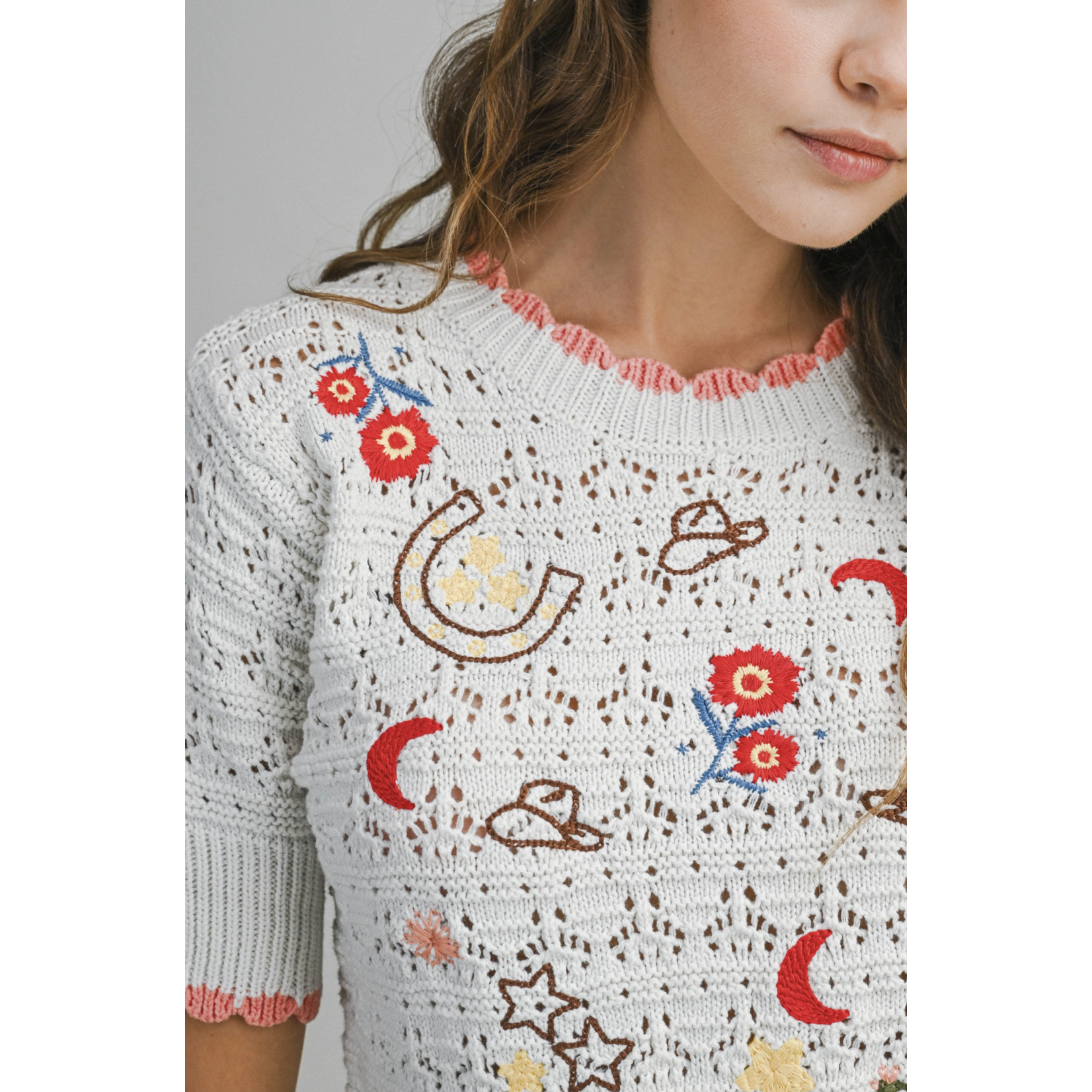 Western Embroidered Fine Knit
