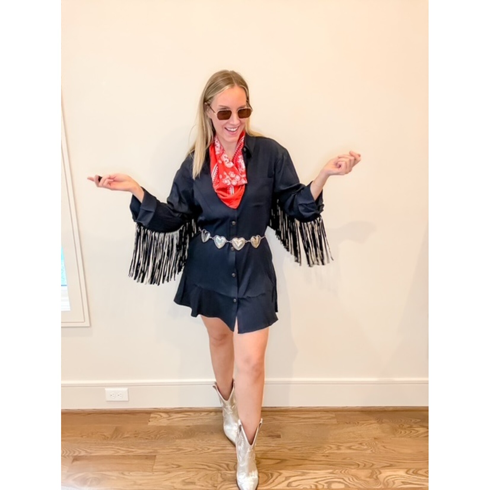 Wynona Fringe Dress Navy