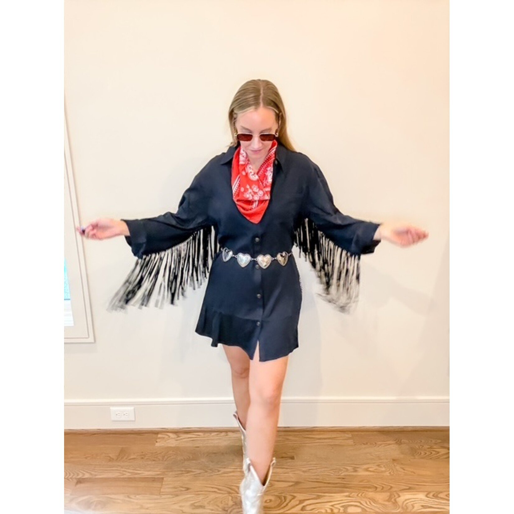 Wynona Fringe Dress Navy
