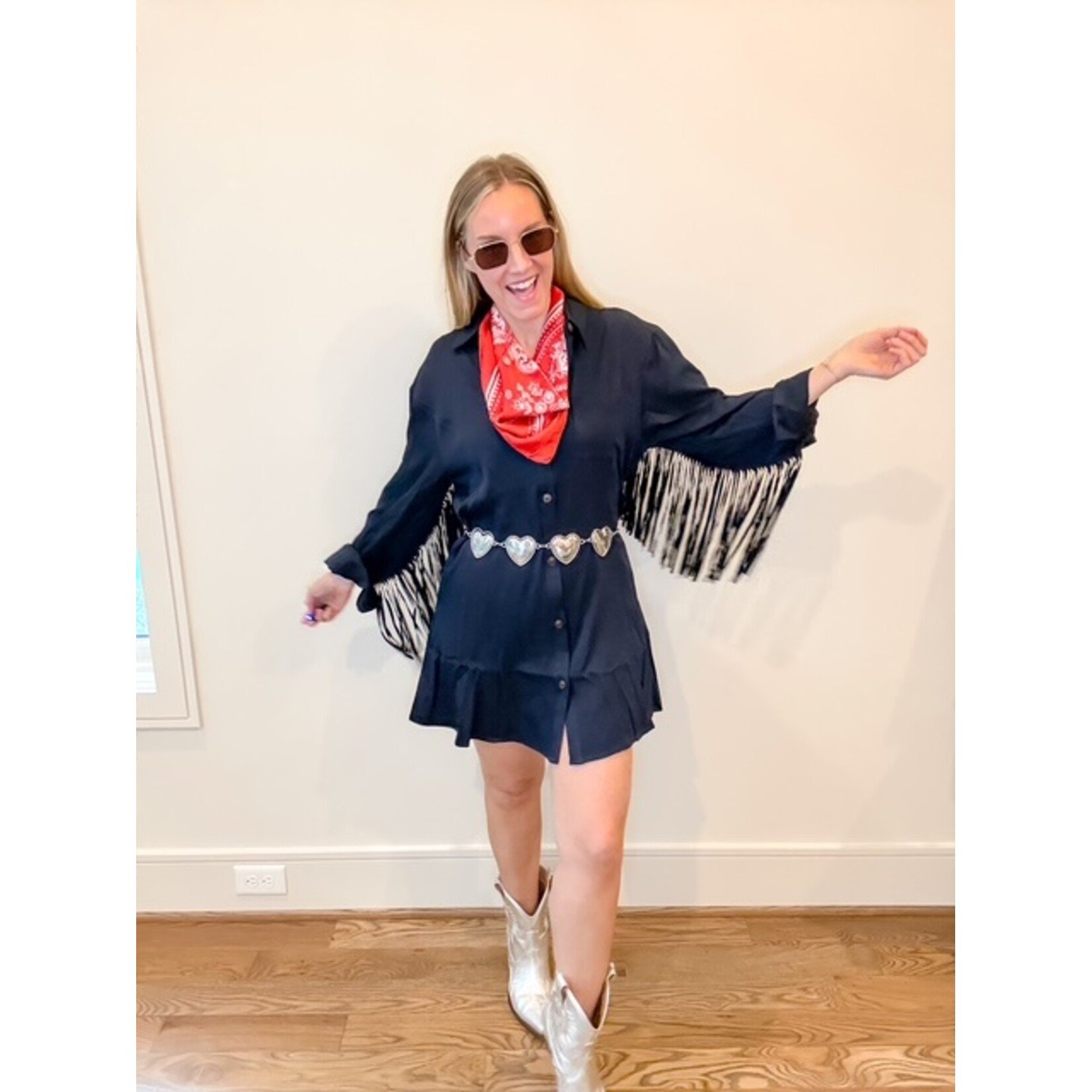 Wynona Fringe Dress Navy