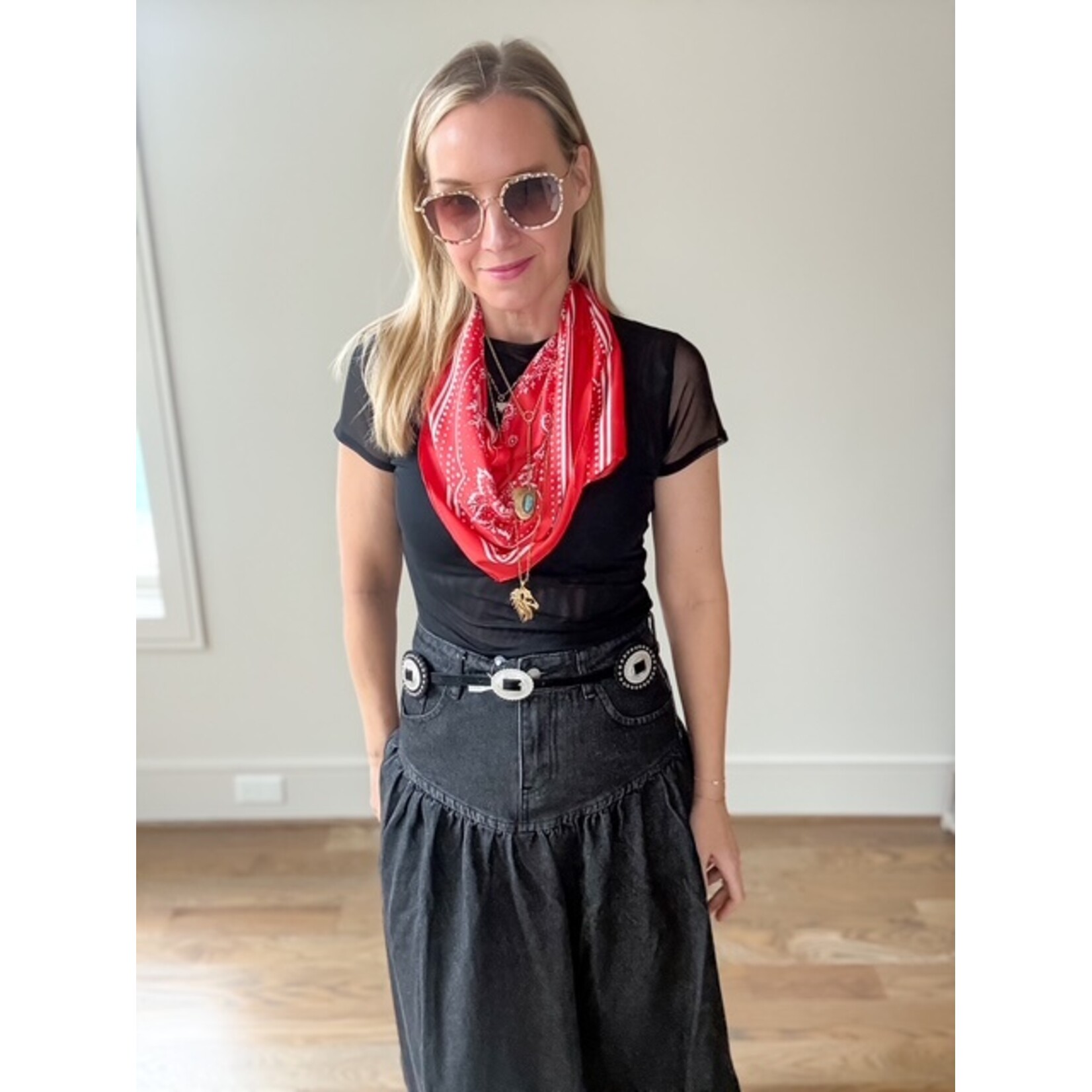 Evie Denim Maxi Skirt Blk