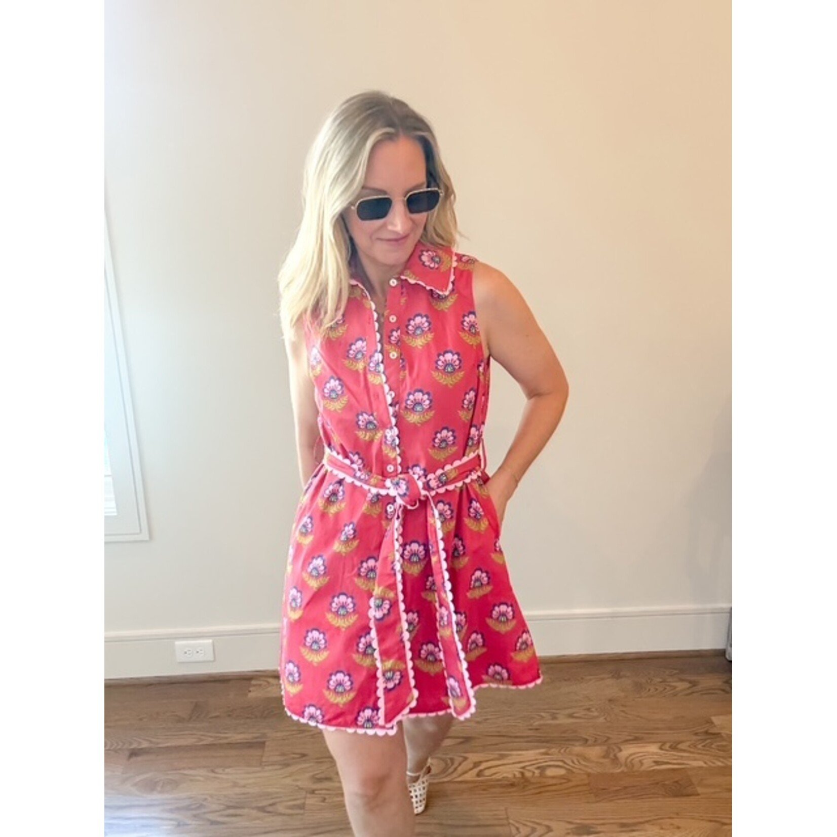 Berry Scallop Detail Dress