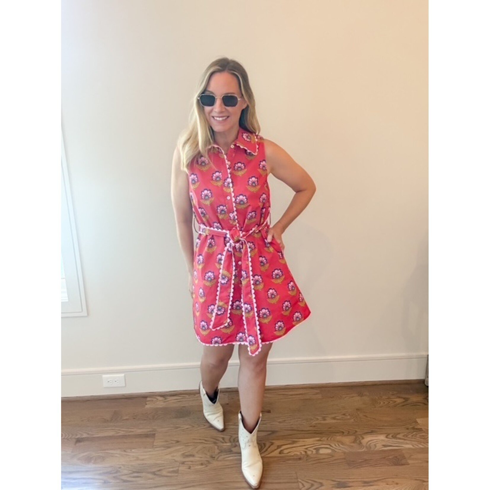 Berry Scallop Detail Dress