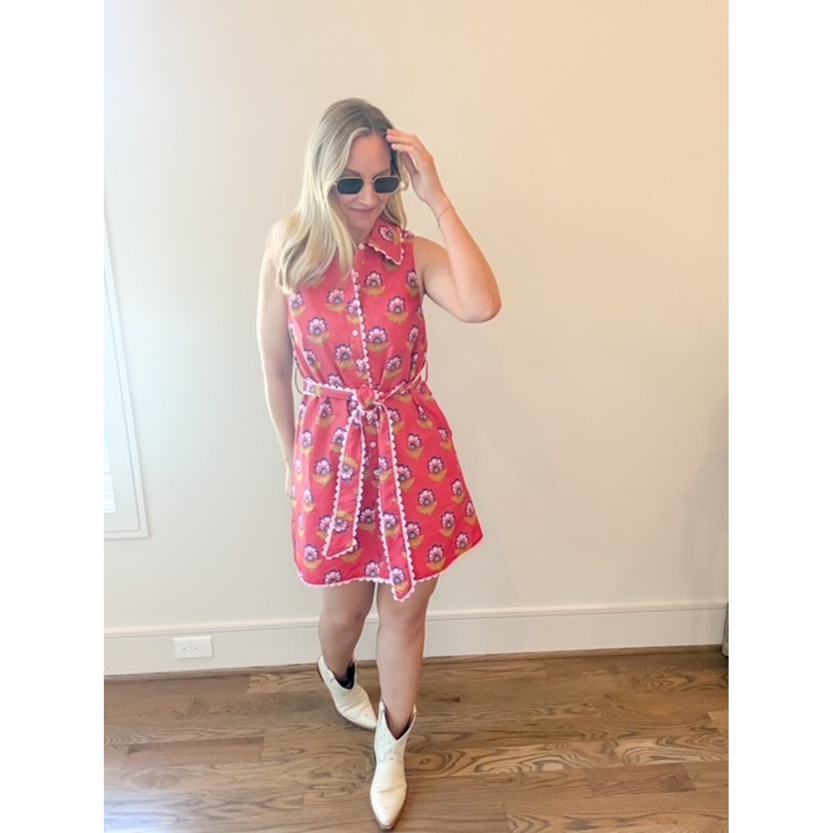 Berry Scallop Detail Dress