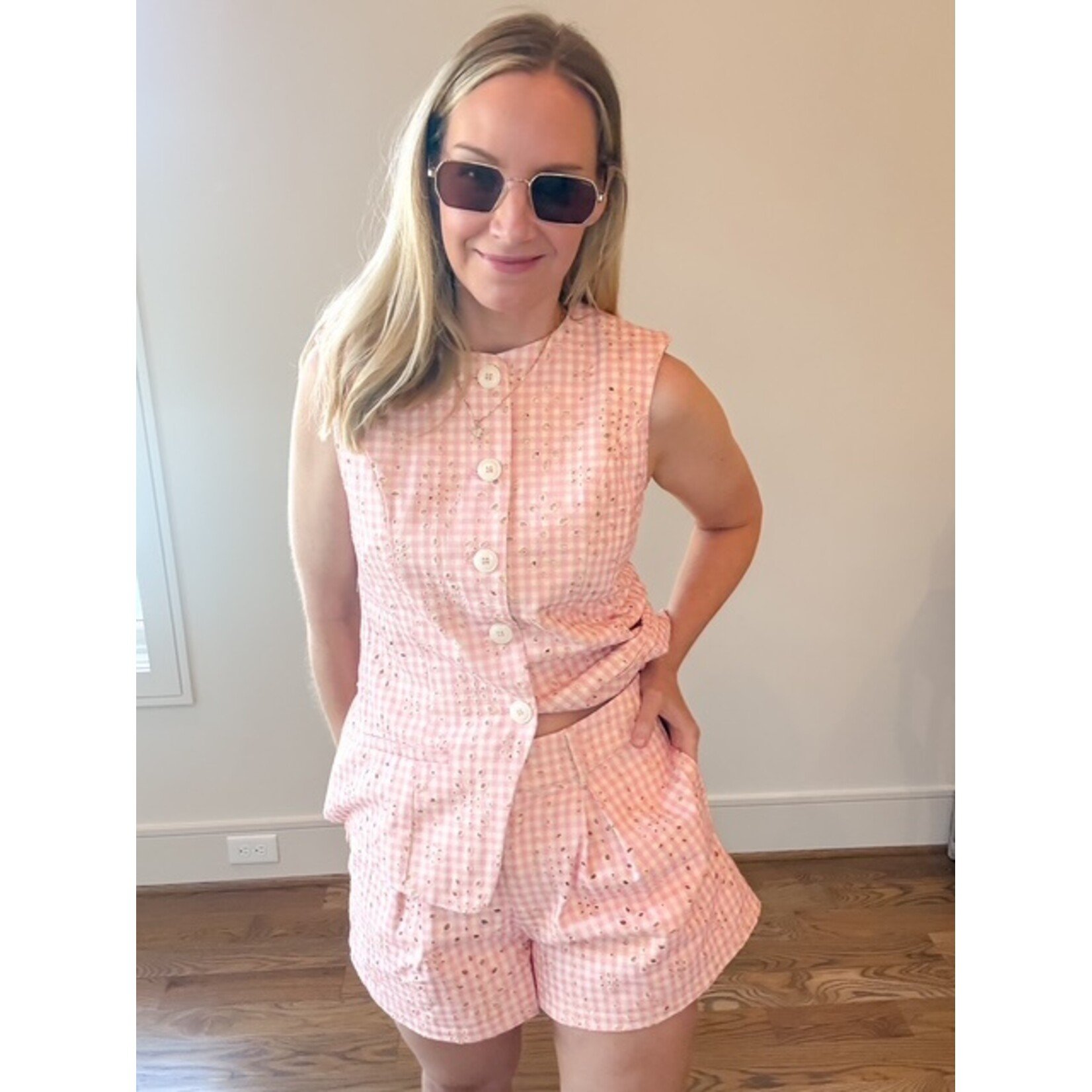 Lauren Gingham Eyelet Shorts