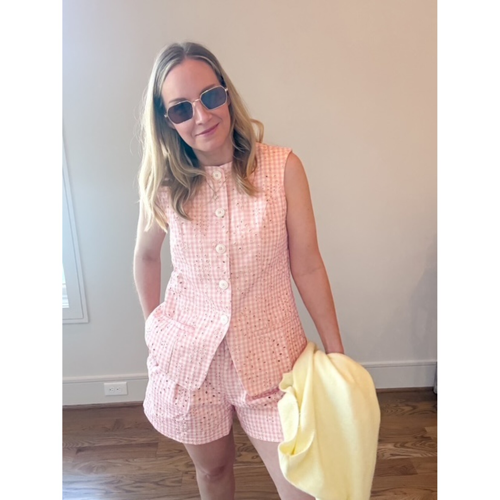 Lauren Gingham Eyelet Vest Top