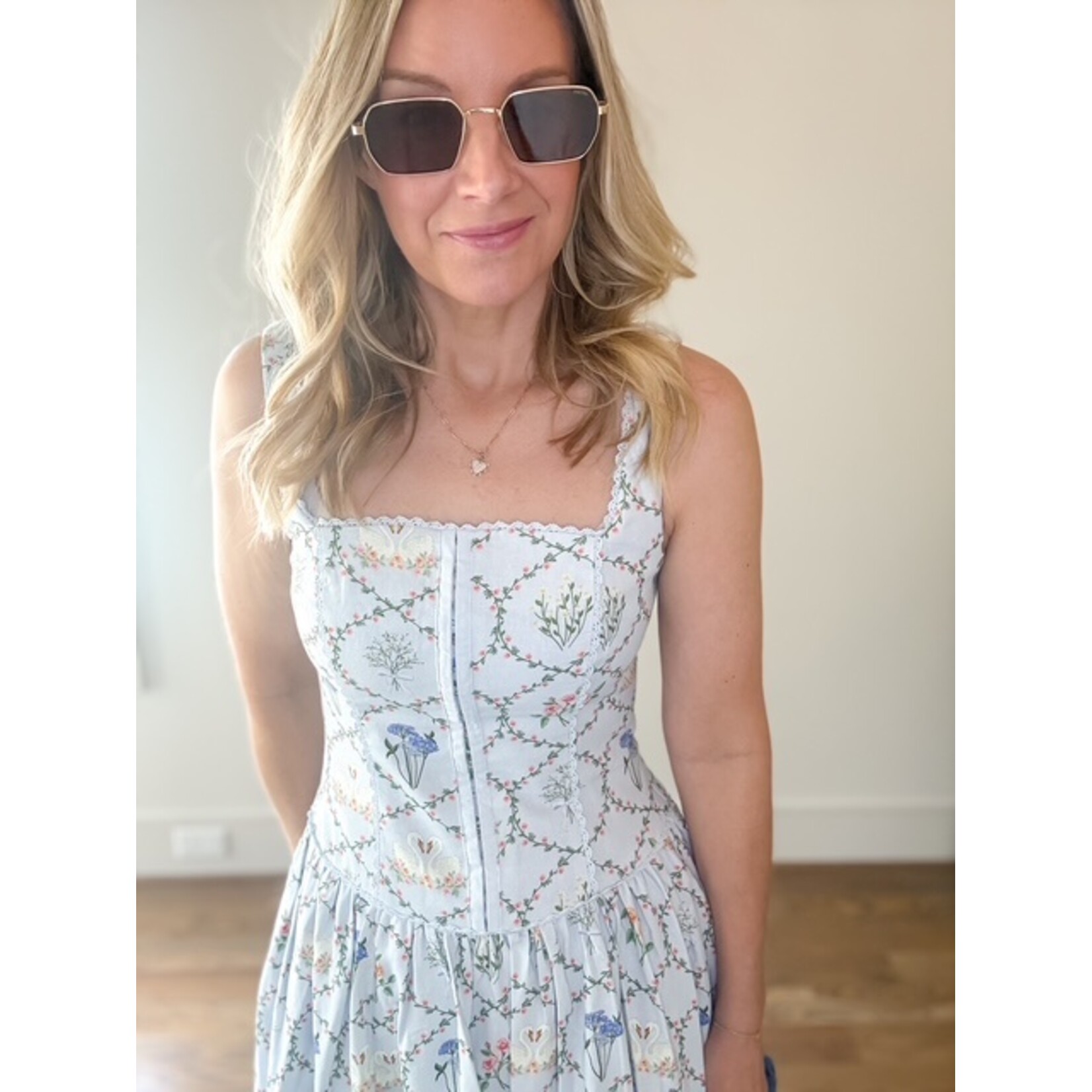 Aubrey Floral Lattice Dress