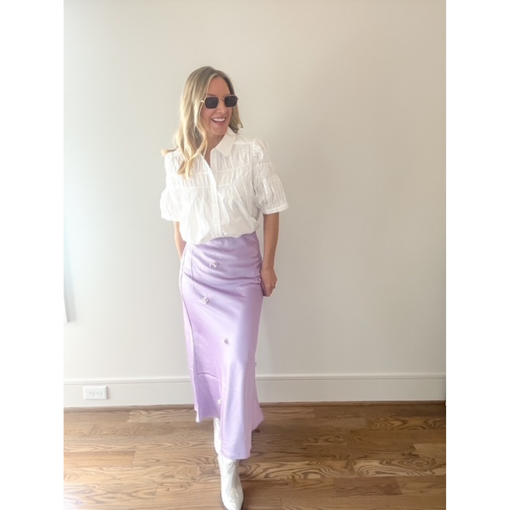 Melanie Ruched Button Down