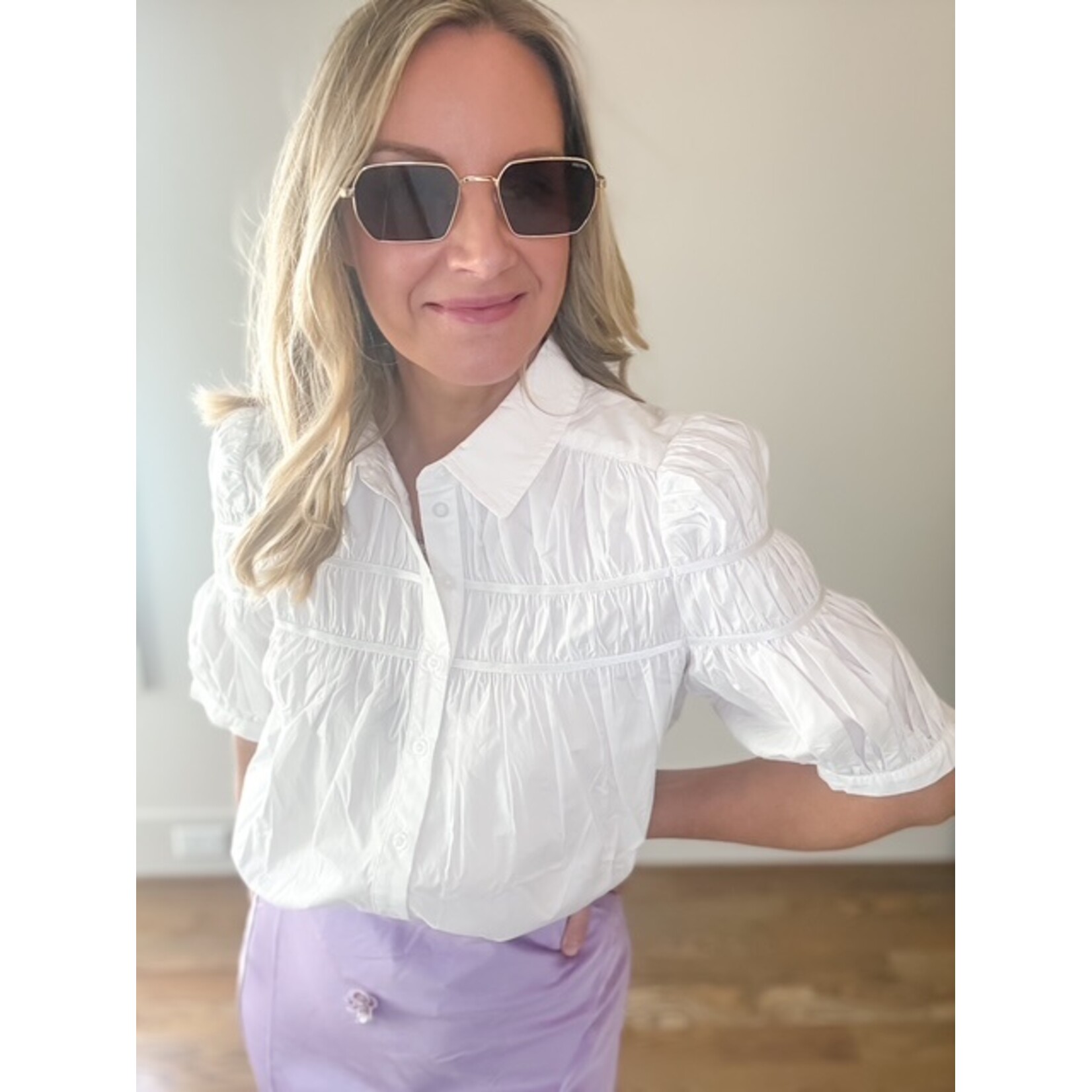 Melanie Ruched Button Down