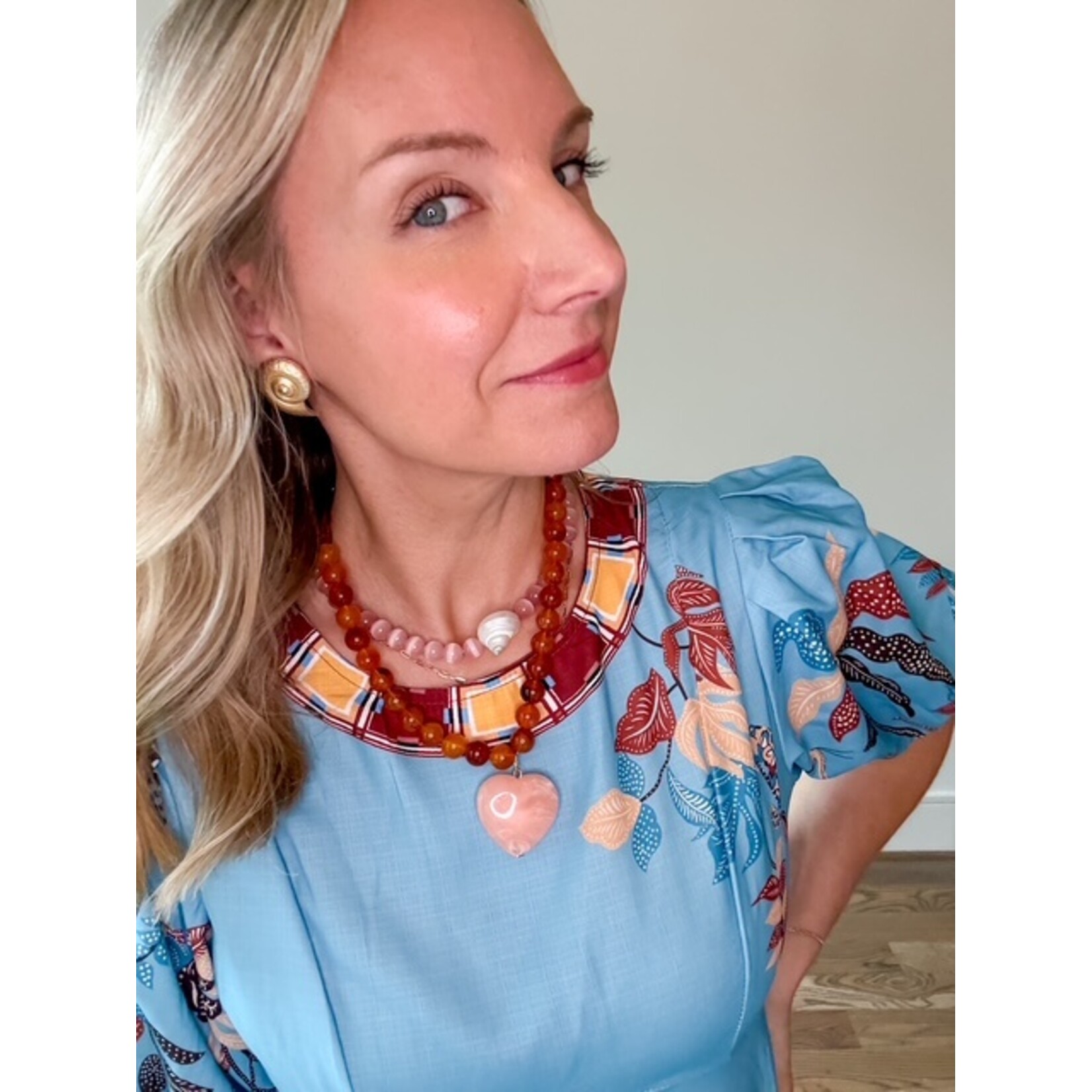 Amber Chunky Heart Necklace