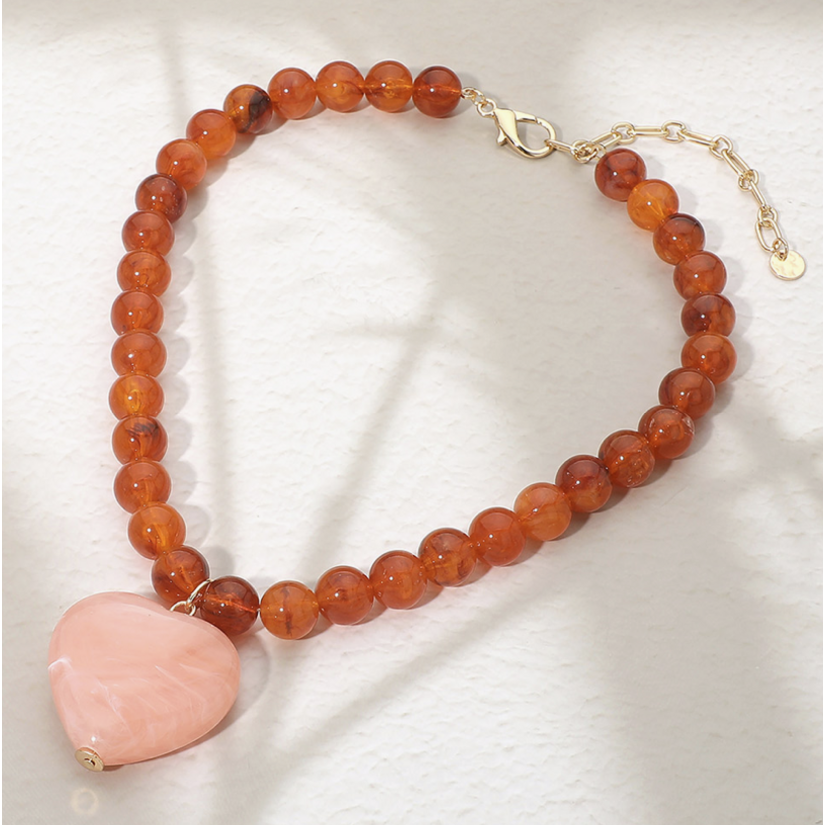 Amber Chunky Heart Necklace