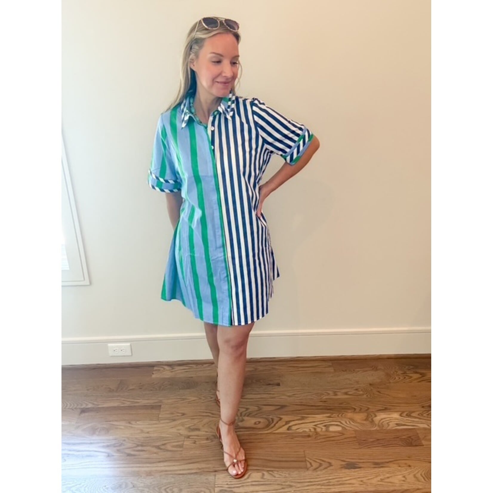 Amber Stripe Dress Green