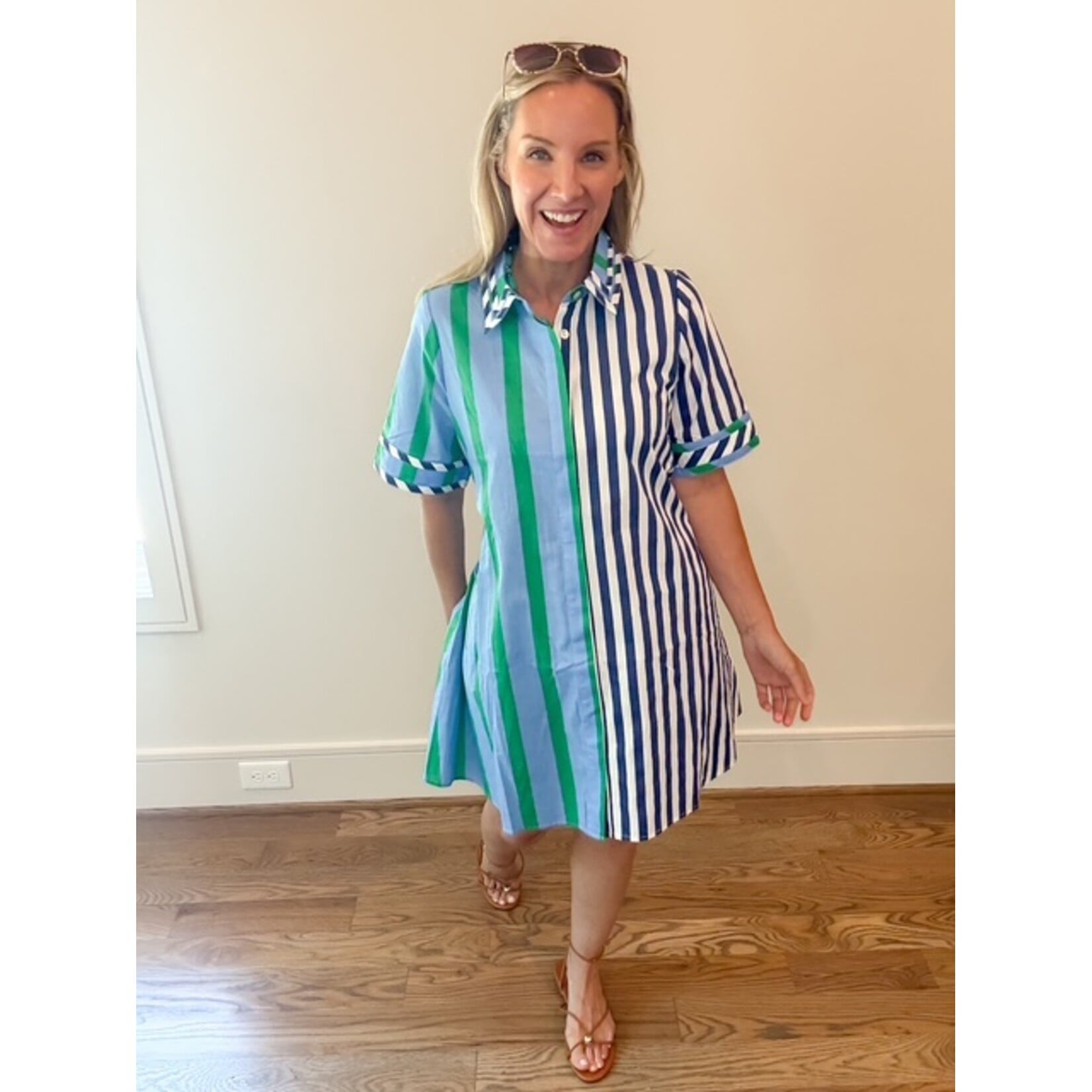 Amber Stripe Dress Green