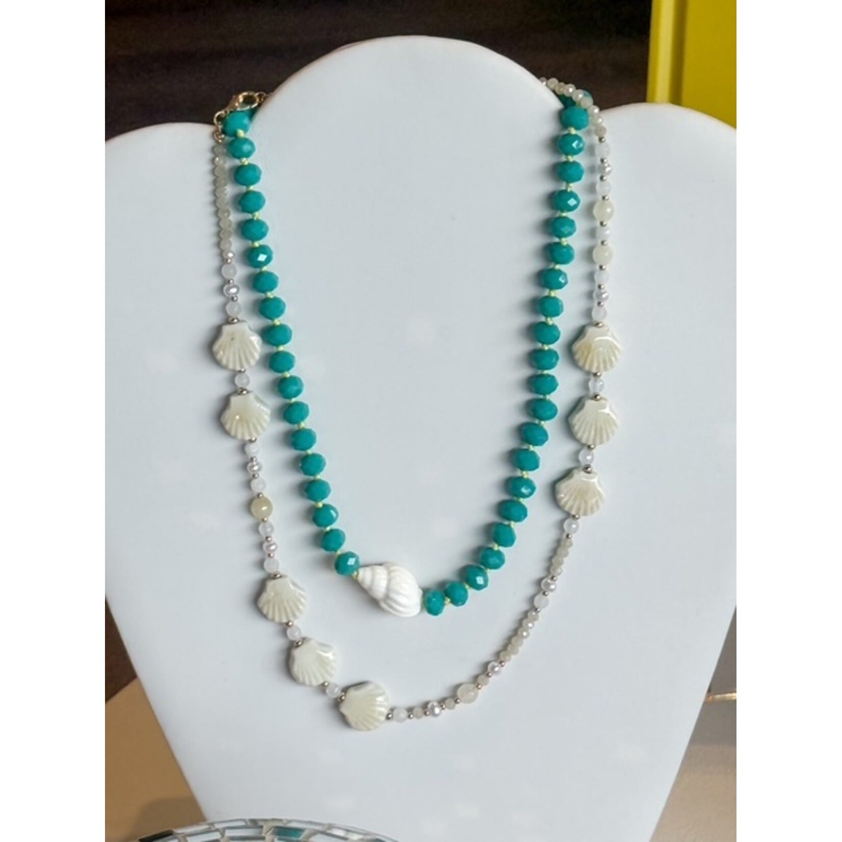 Shell Turq Beaded Necklace