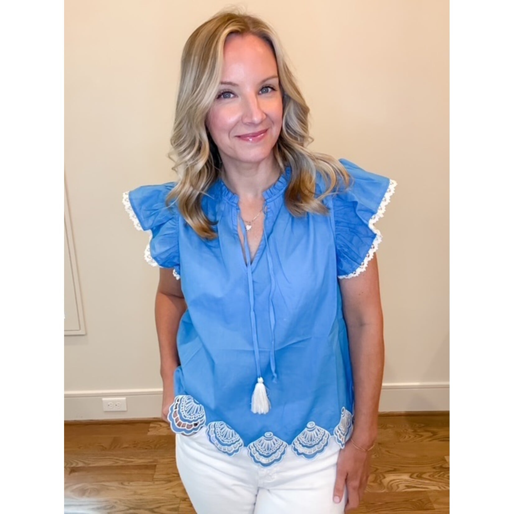Regina Embroidered Tassel Top