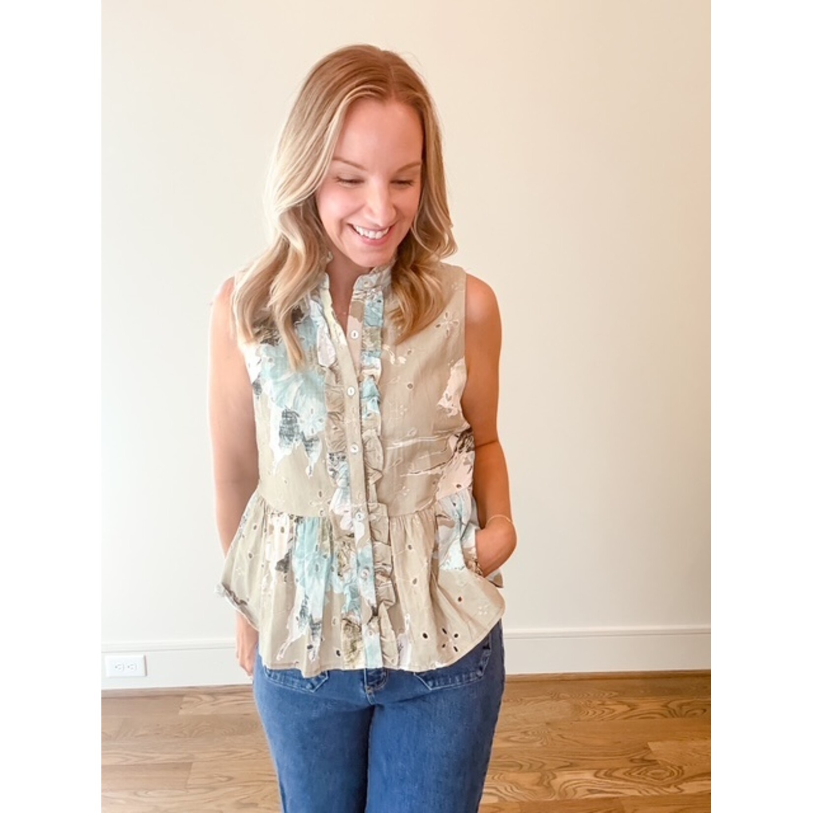 Jullian Olive Floral Top