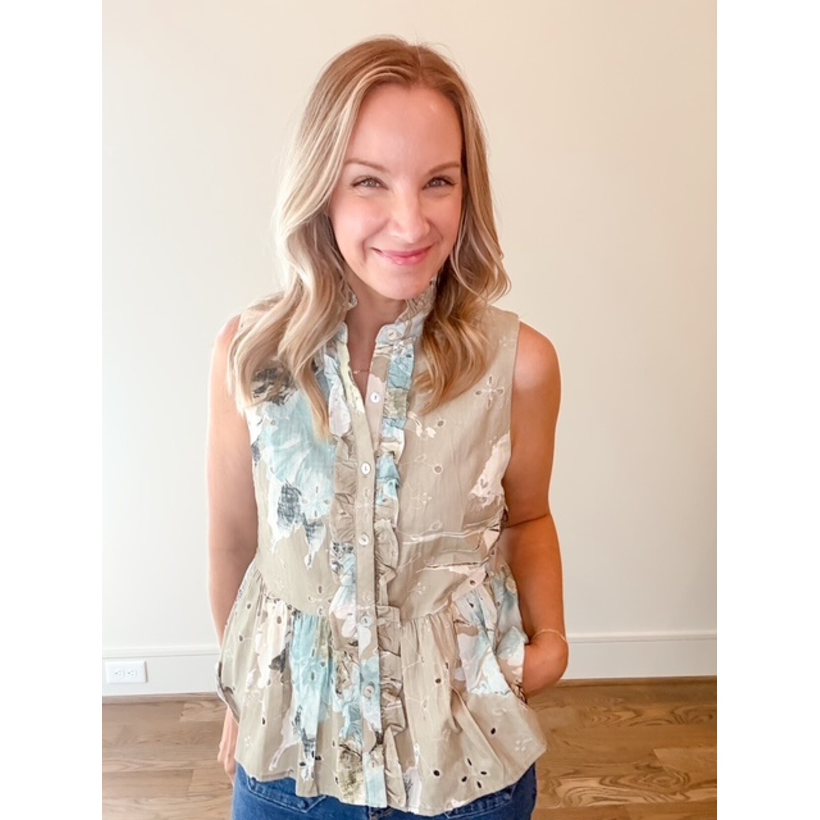 Jullian Olive Floral Top
