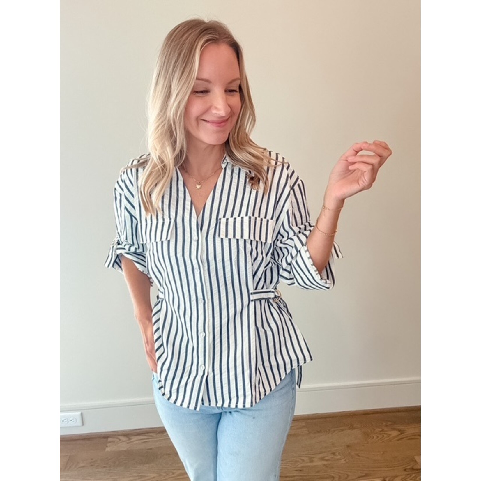 Isabella Cinch Stripe Top