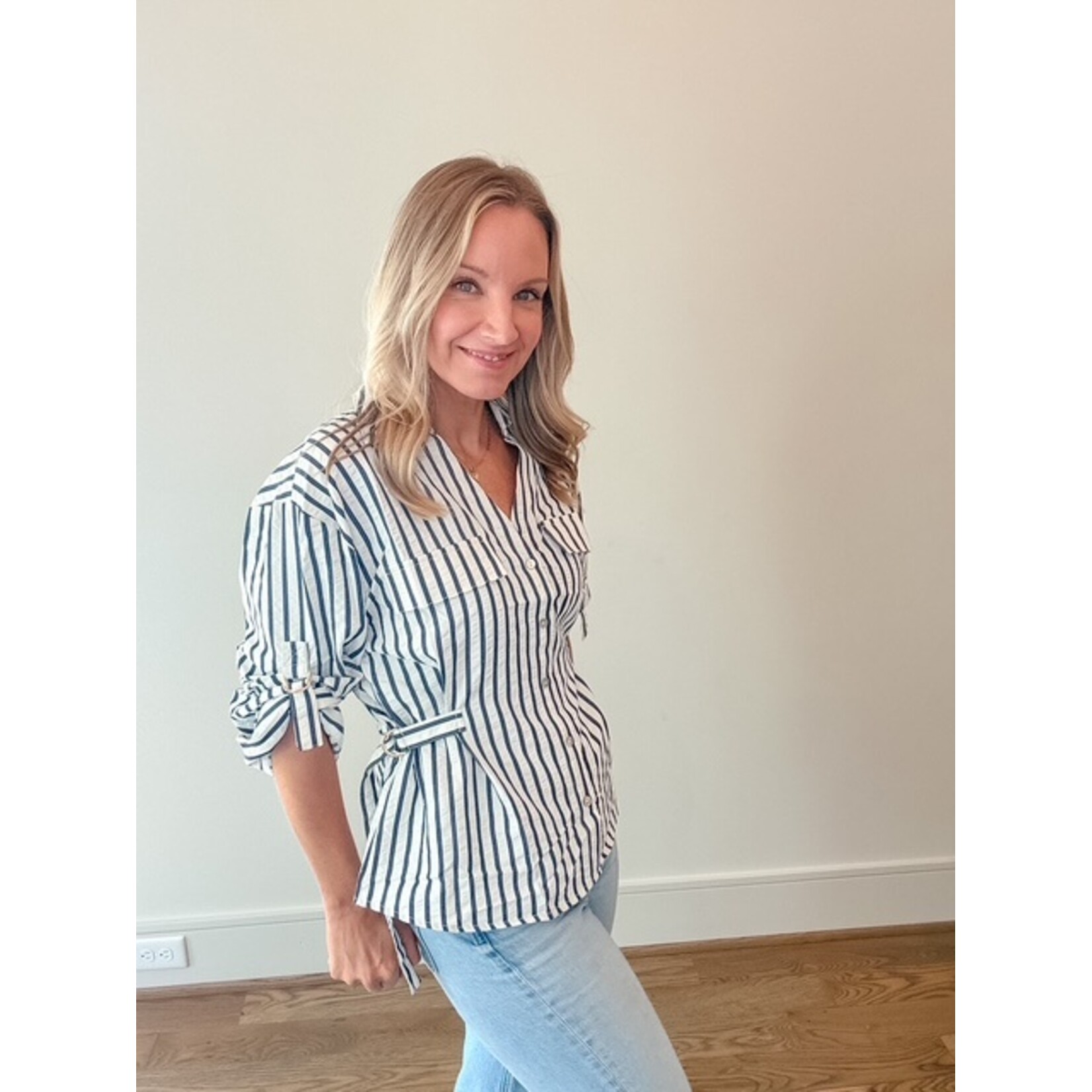 Isabella Cinch Stripe Top
