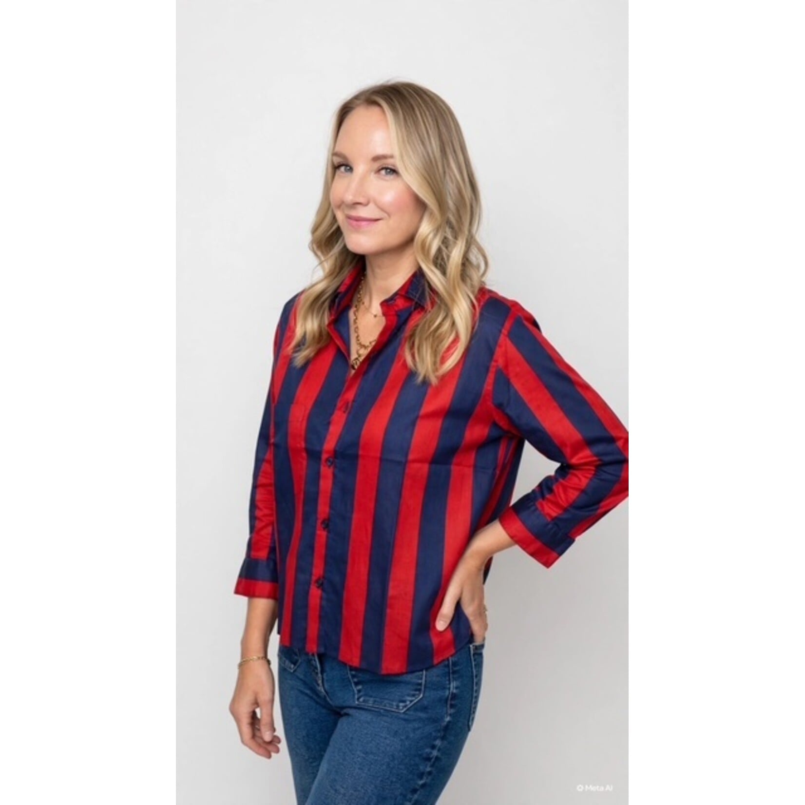 Surf Stripe Cropped Button Down