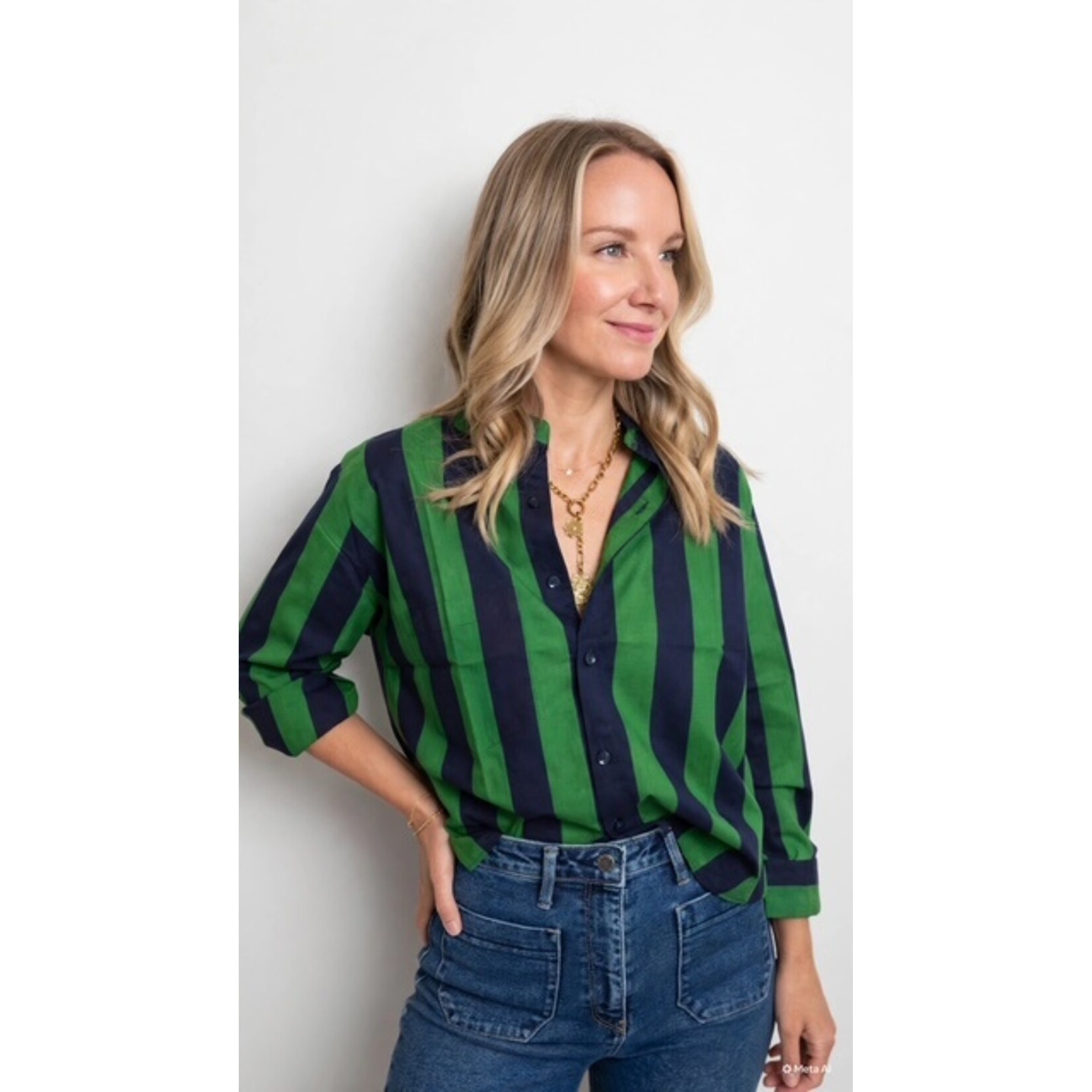 Surf Stripe Cropped Button Down
