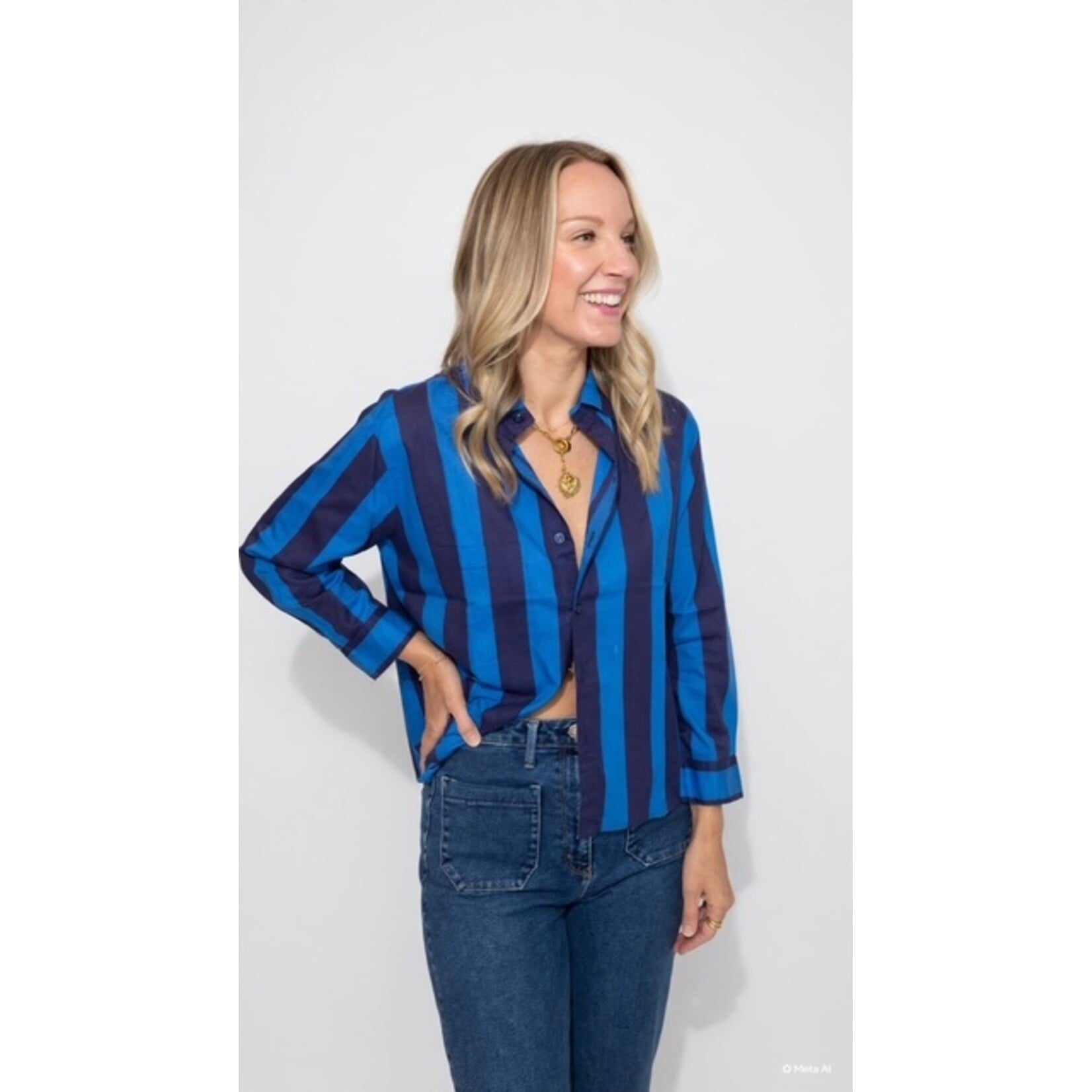 Surf Stripe Cropped Button Down