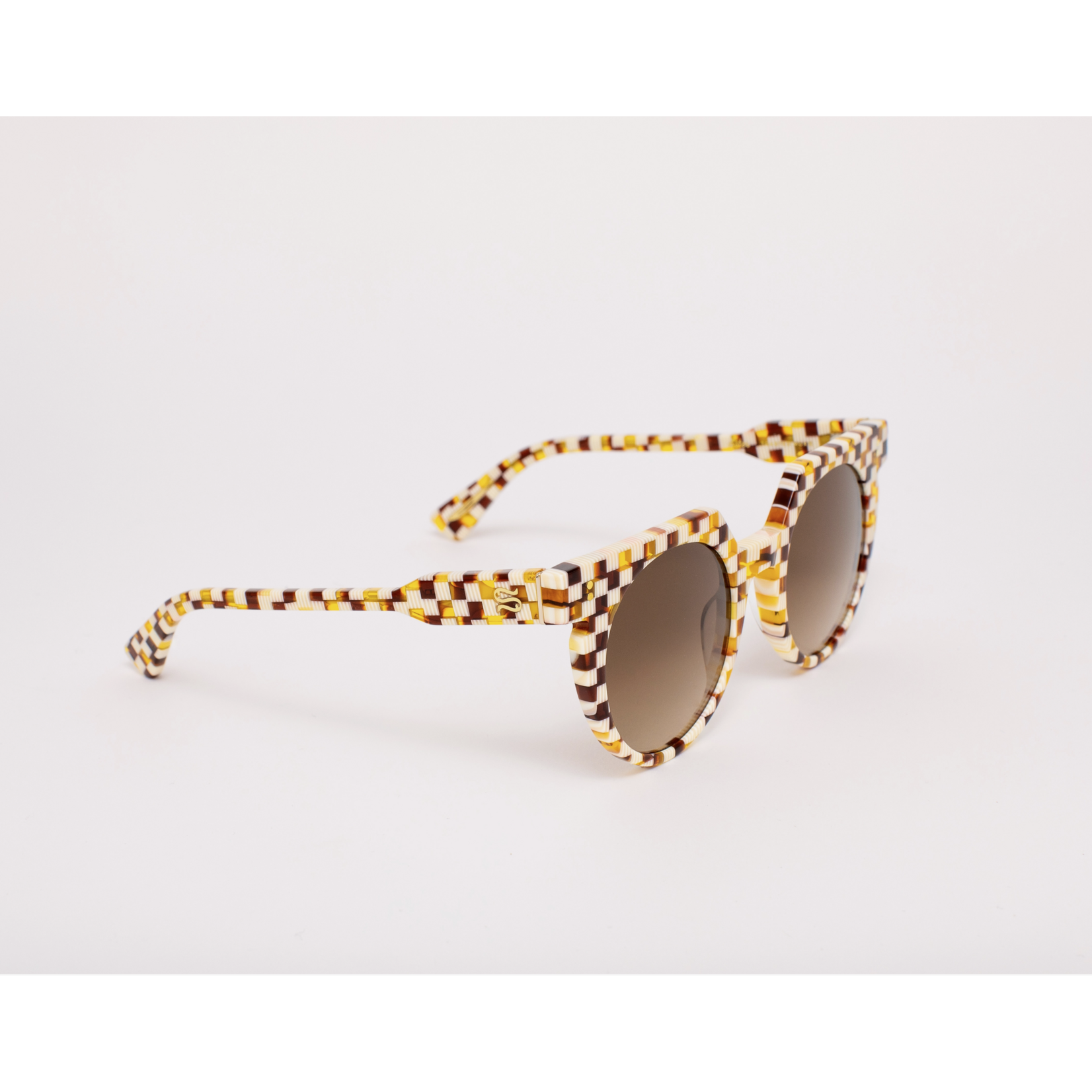 Sardine Aster Toasted Moxie Checkered Sunglasses