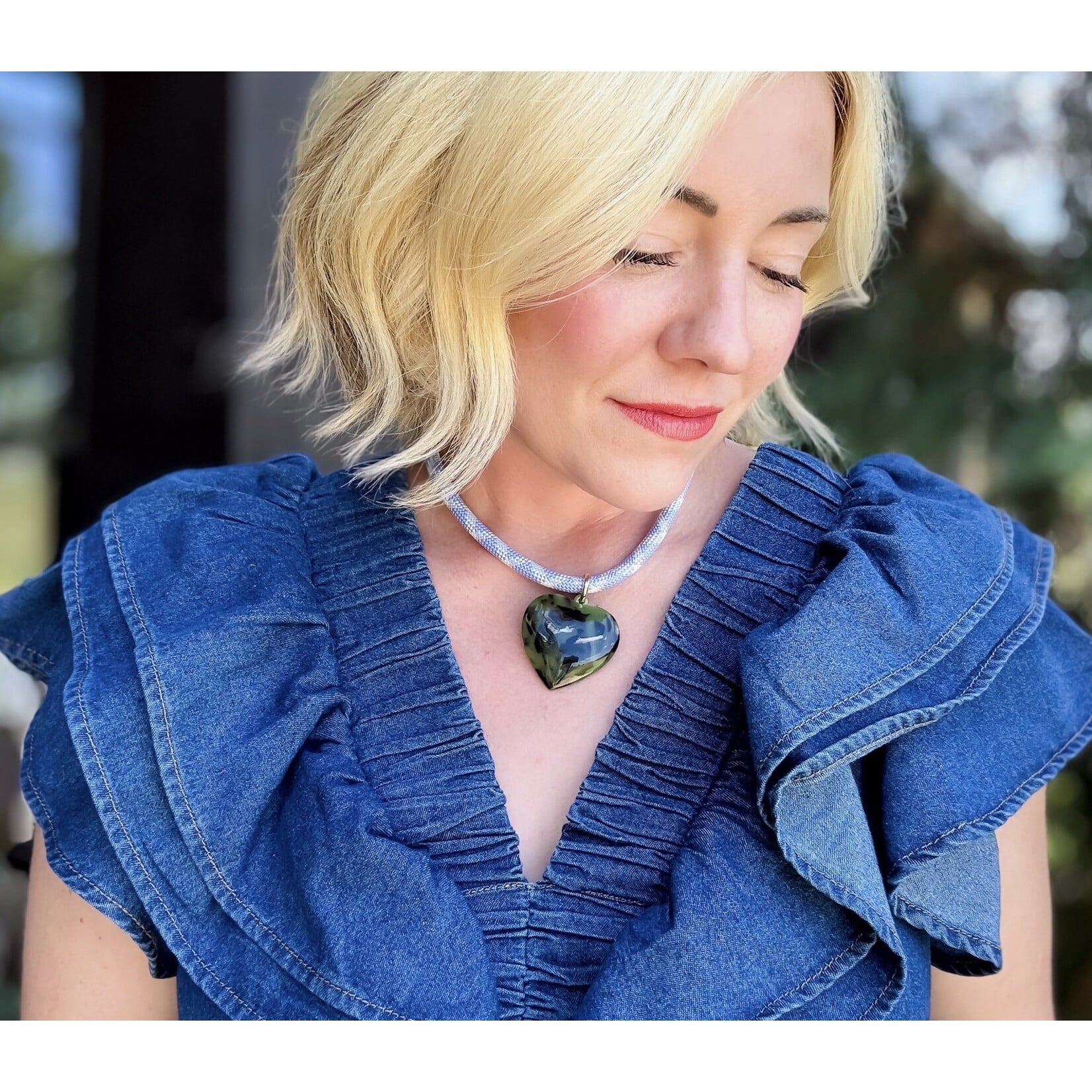 Blakey Green Tortoise Heart Necklace