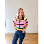 Delia Striped Knit Polo