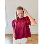 Penelope Lace Trim Top Merlot