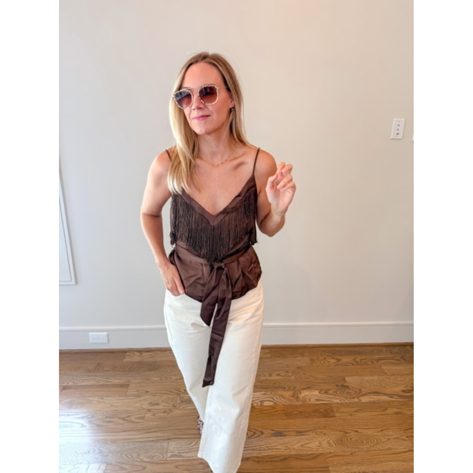 Whitney Fringe Chocolate Top