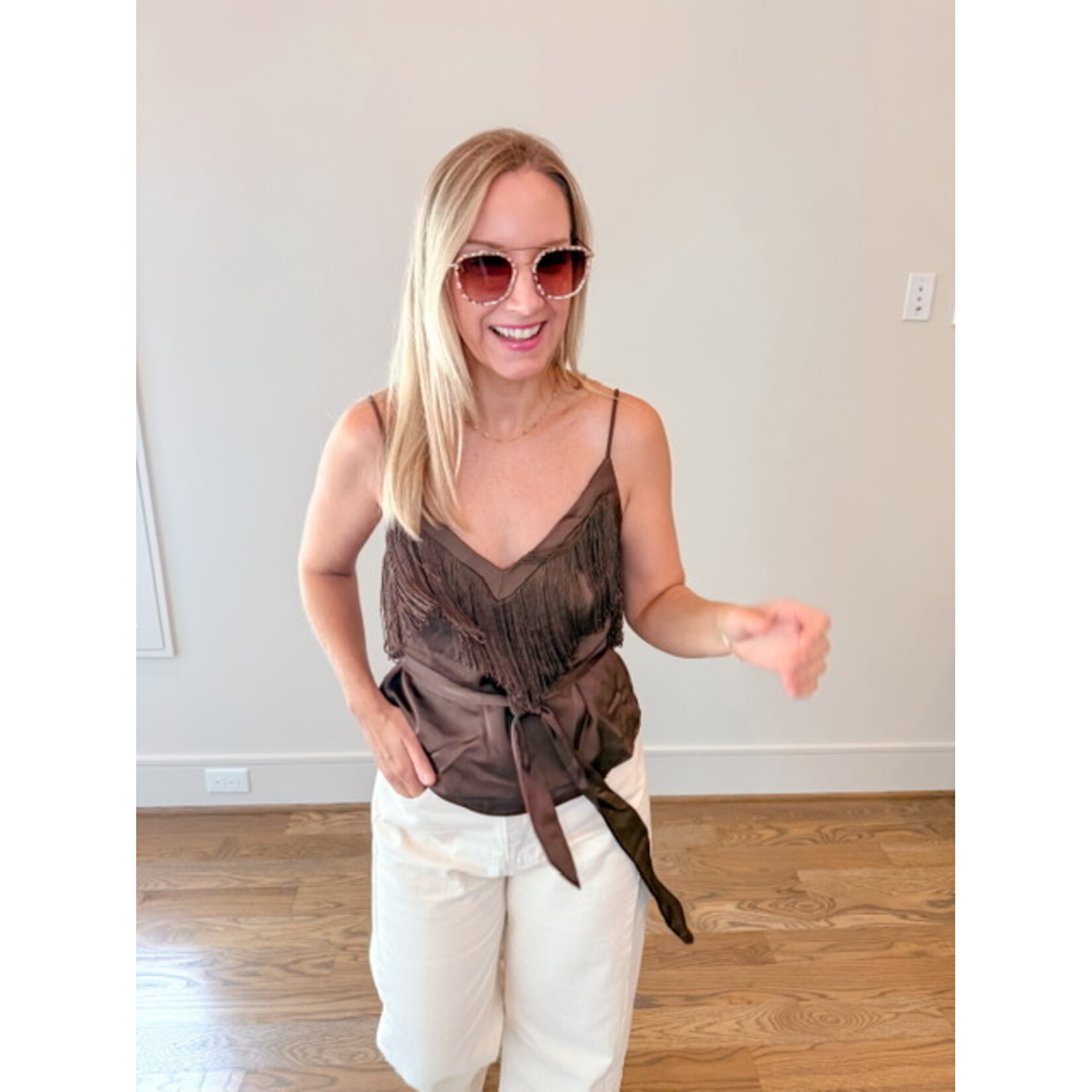 Whitney Fringe Chocolate Top