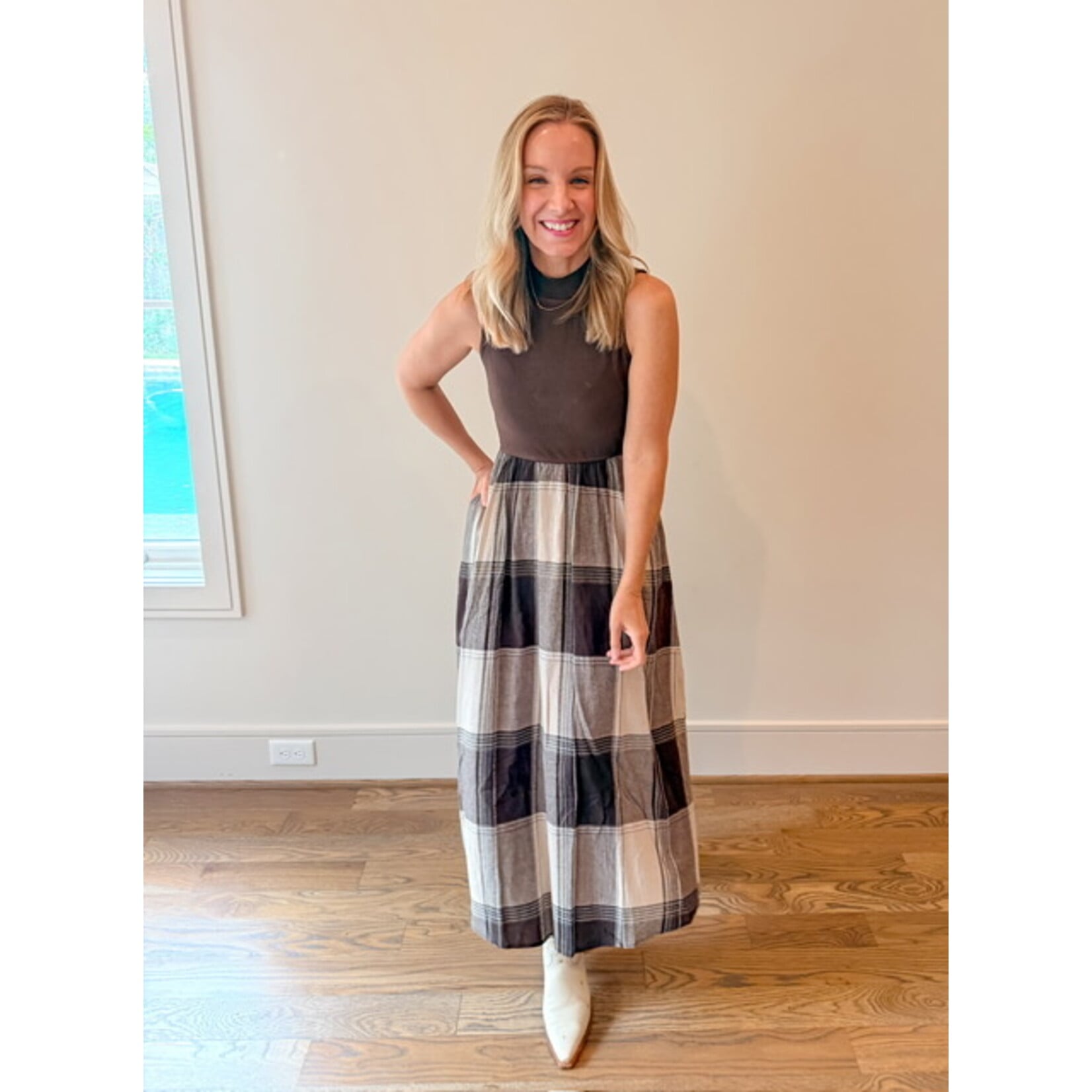 Rosie Plaid Mock Neck Dress