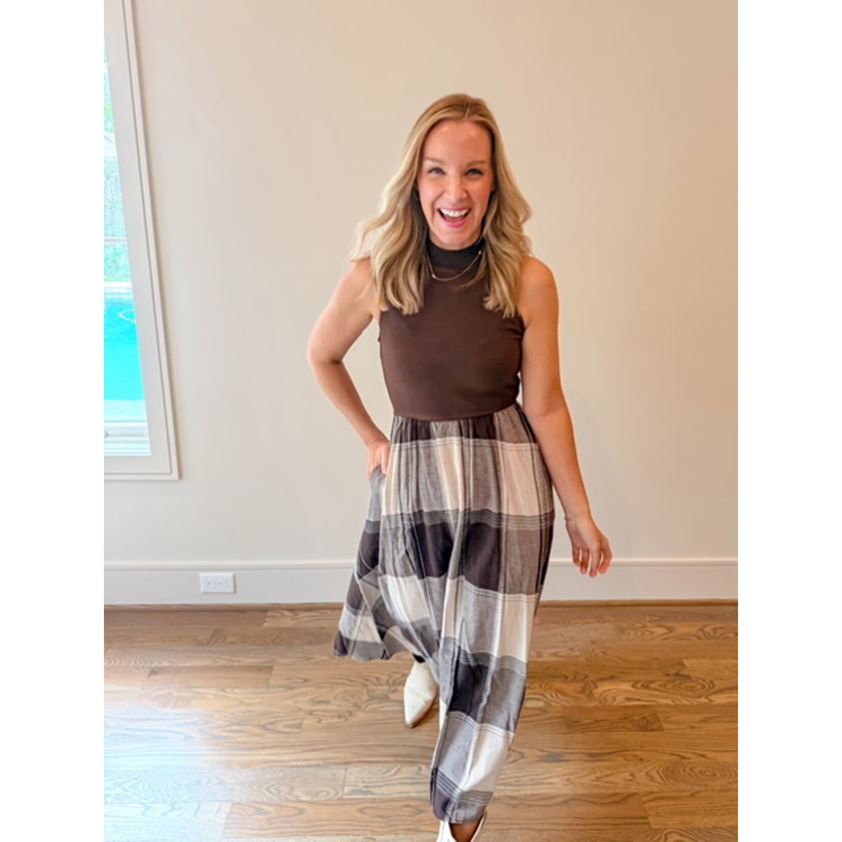 Rosie Plaid Mock Neck Dress