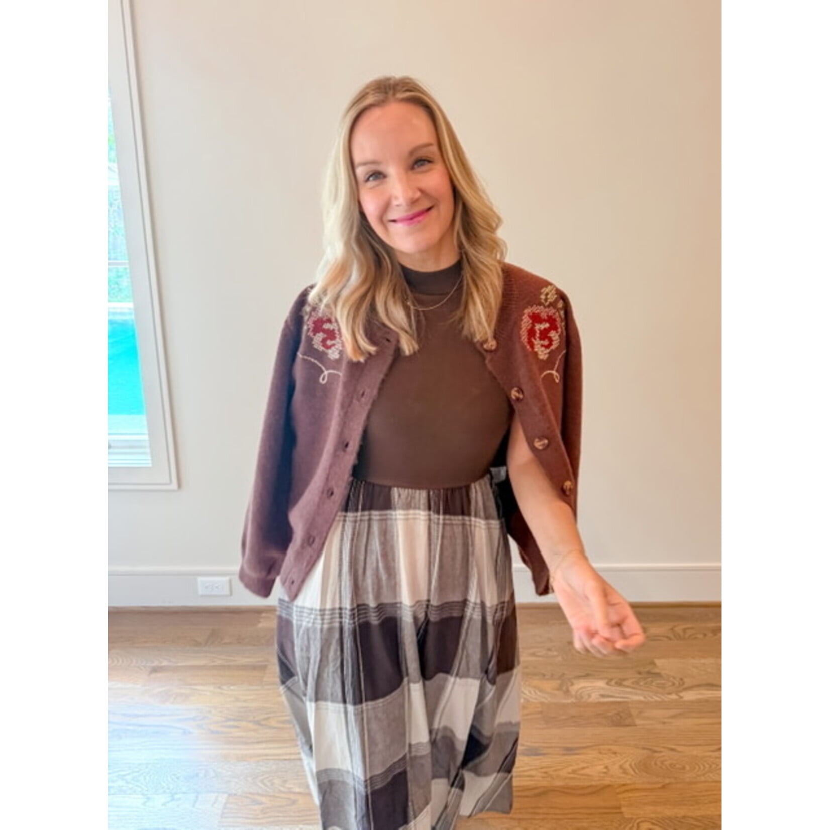 Samantha Embroidered Cardigan Brown