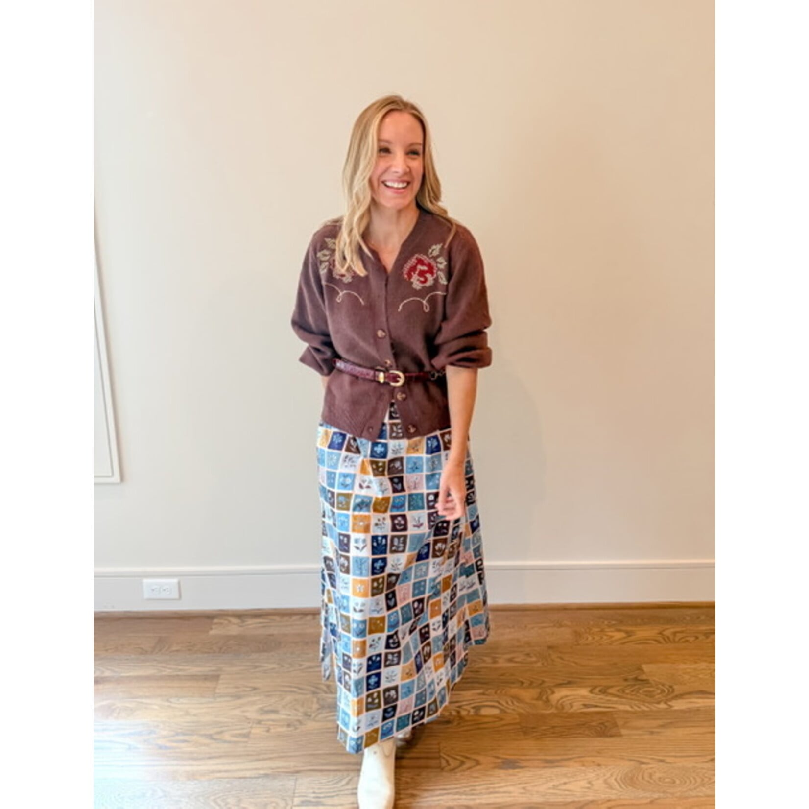 Samantha Embroidered Cardigan Brown