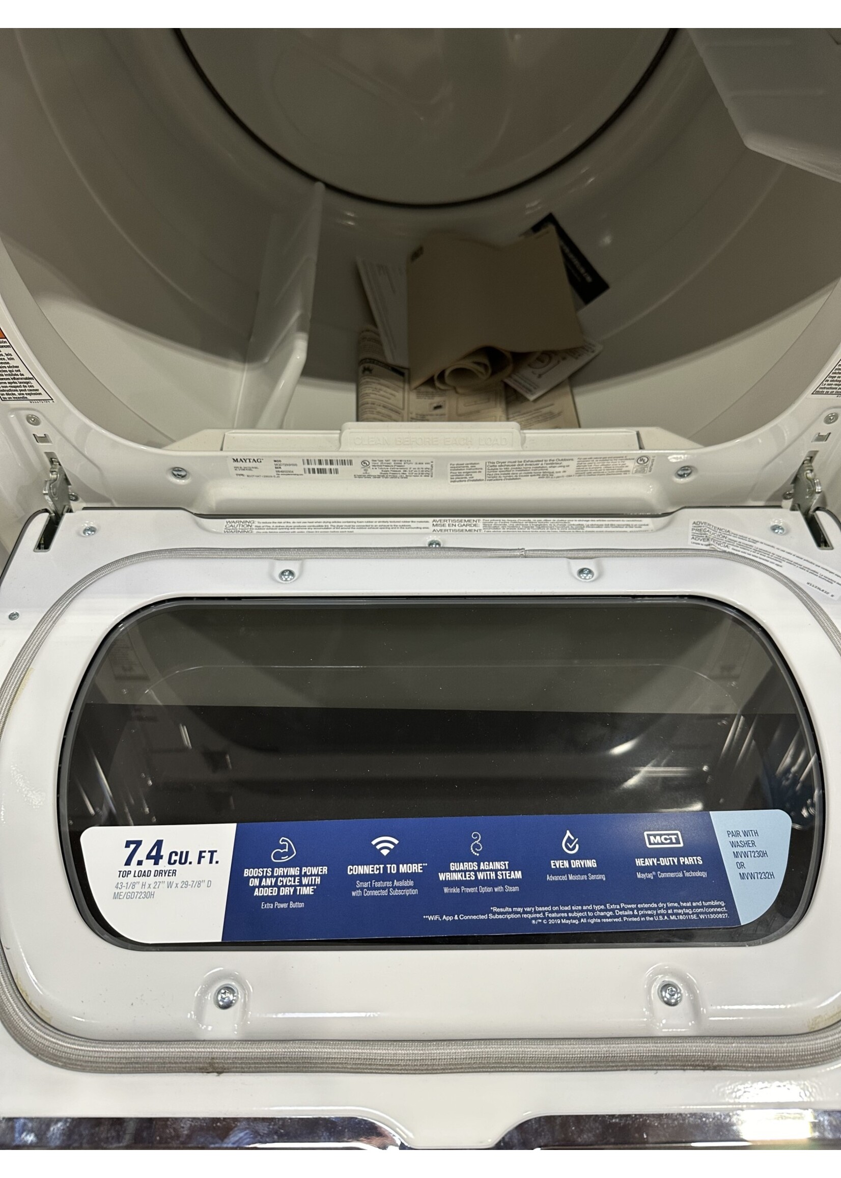 Maytag MAYTAG MGD7230HW 7.4 Cu. Ft. Smart Gas Dryer with Steam and Extra Power Button - White