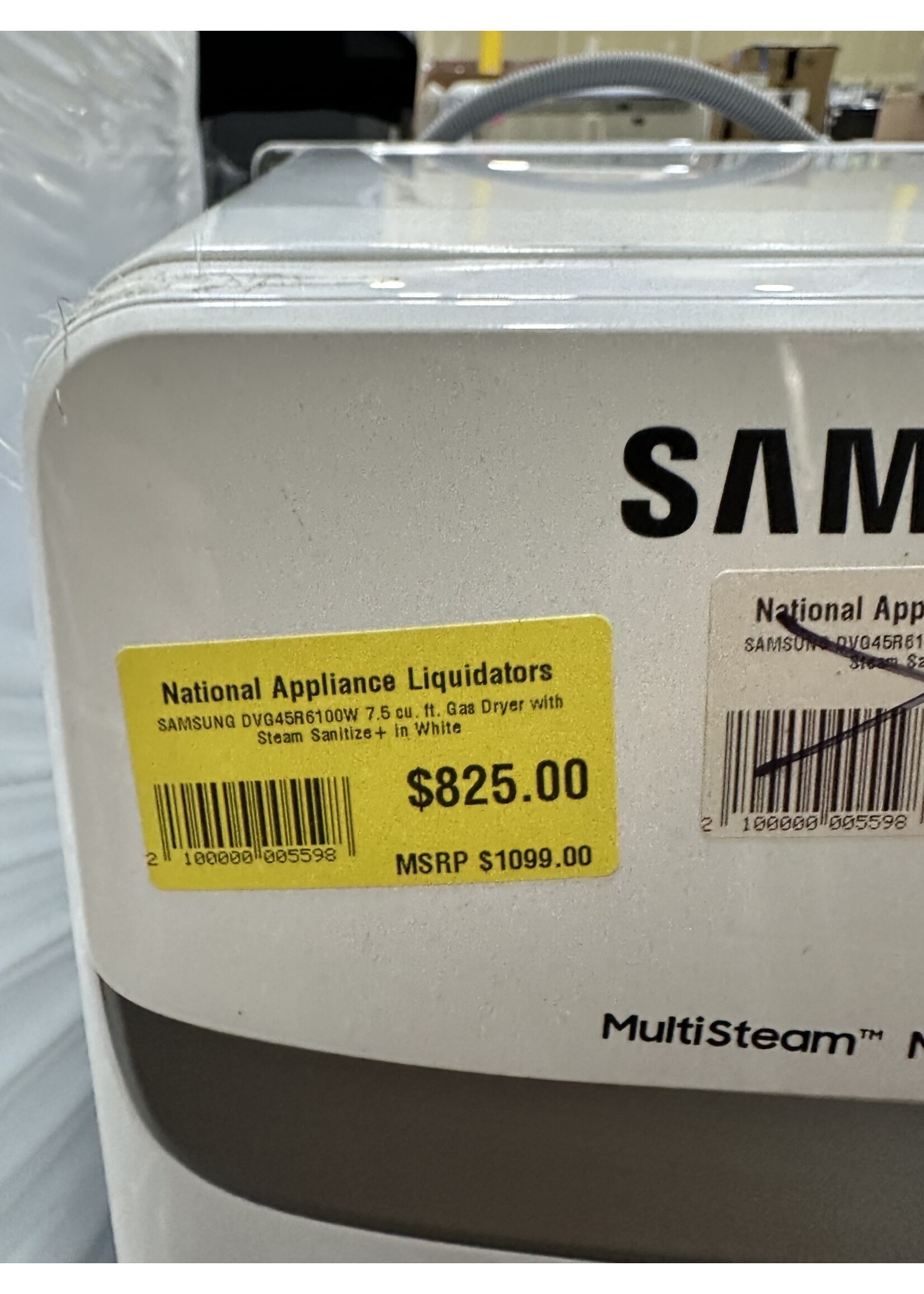 Samsung SAMSUNG DVG45R6100W 7.5 cu. ft. Gas Dryer with Steam Sanitize+ in White