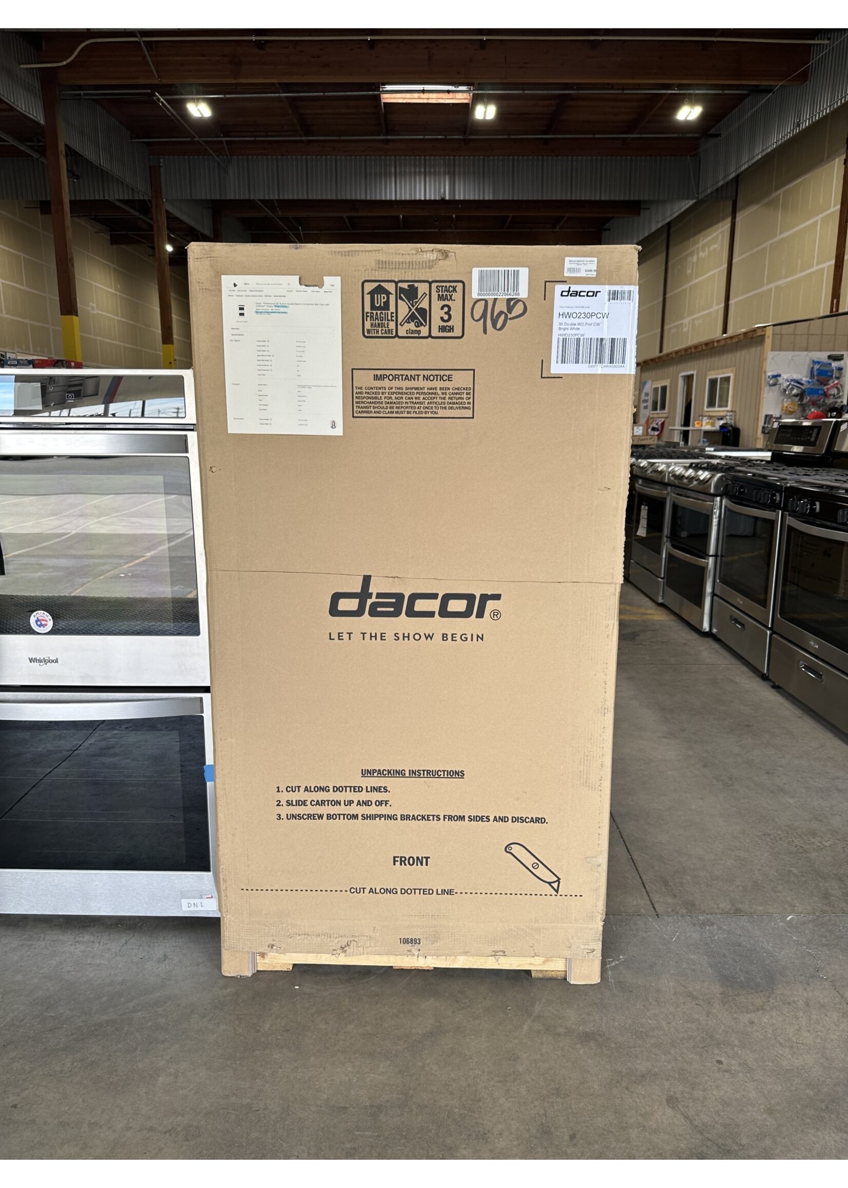 DACOR DACOR HWO230PCW 30" DOUBLE WALL OVEN WITH PROOFING - WHITE