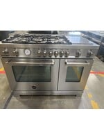 BERTAZZONI BERTAZZONI MAST486GGASXT 48 Inch Freestanding Gas Range Range with 6 Brass Burners, Electric Griddle, Convection Oven, Temperature Gauge, Telescopic Racks and Soft-close doors