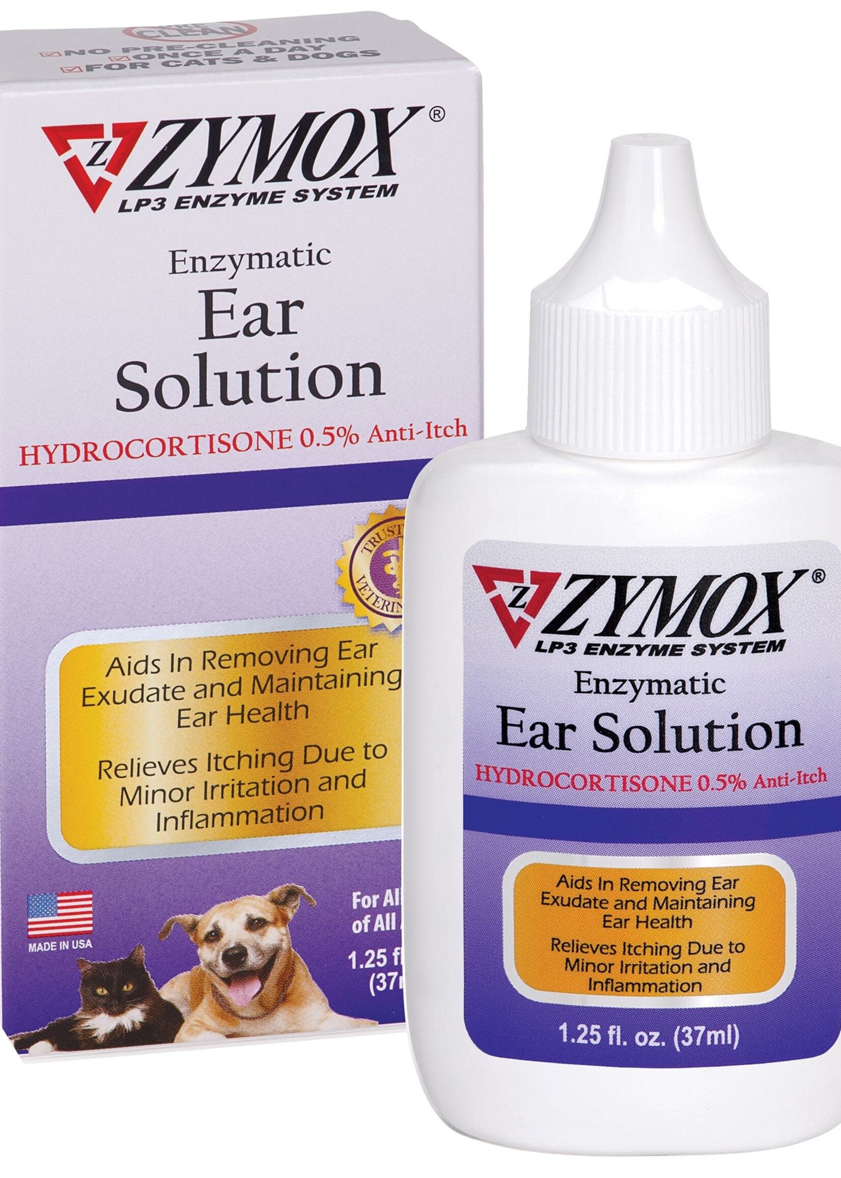 ZYMOX LP3 ENZYME SYSTEM Zymox Ear Solution 1.25 oz  Bottle  .5% Hydrocortisone
